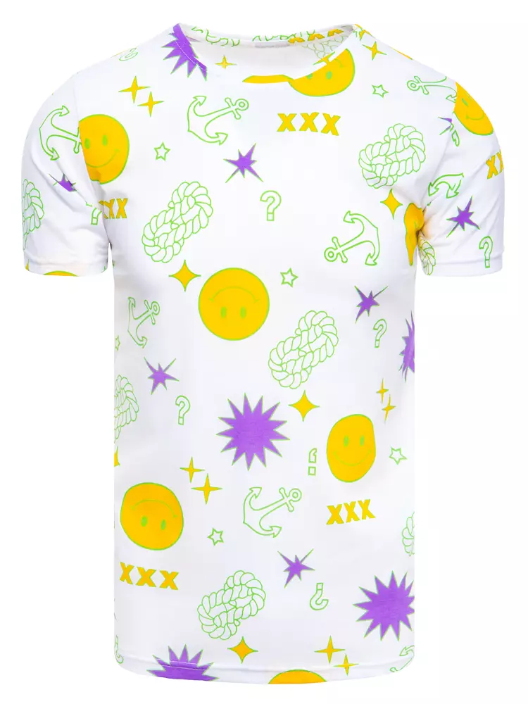 T-shirt męski z nadrukiem biały Dstreet