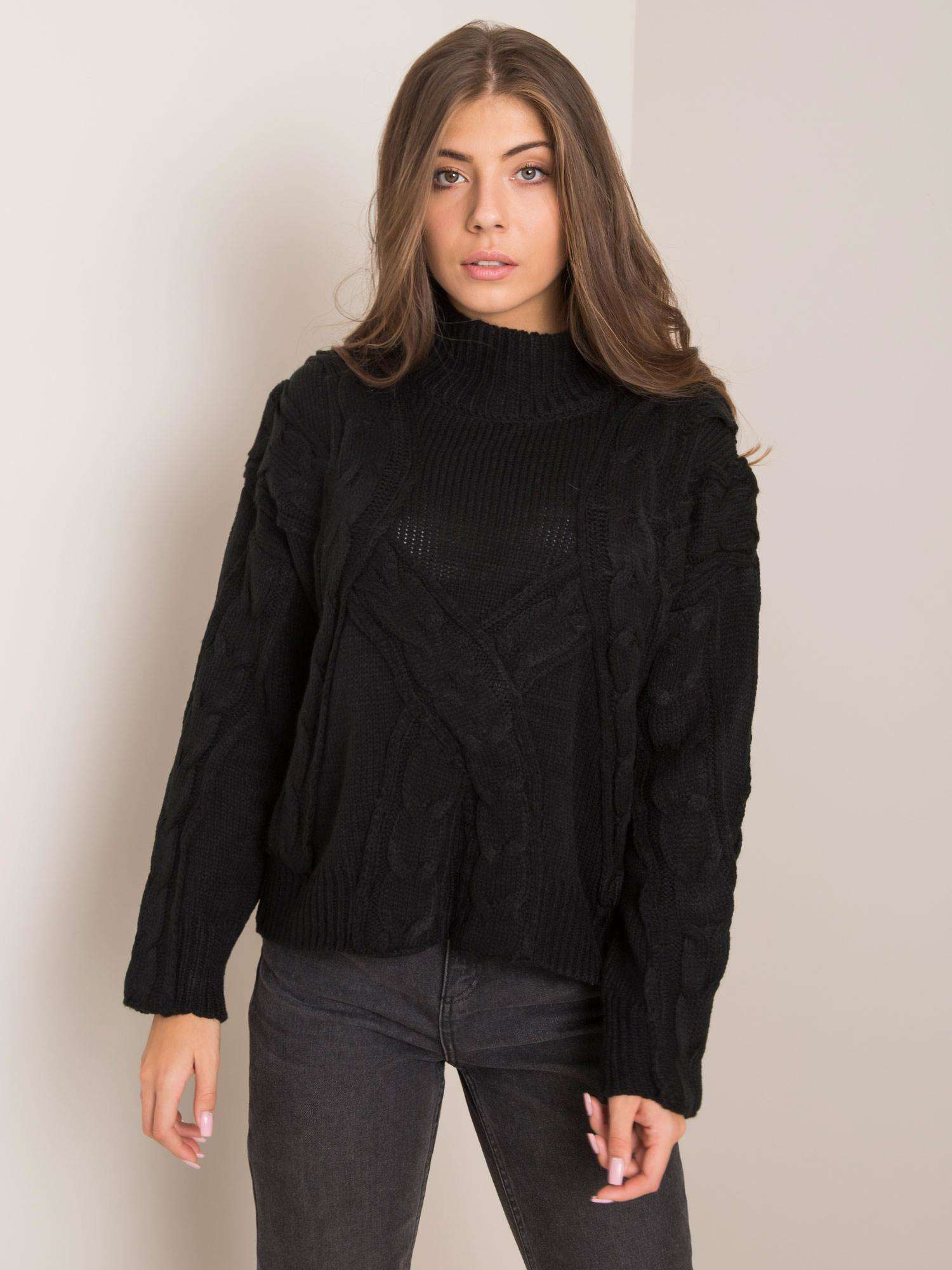 Levně Černý pletený svetr