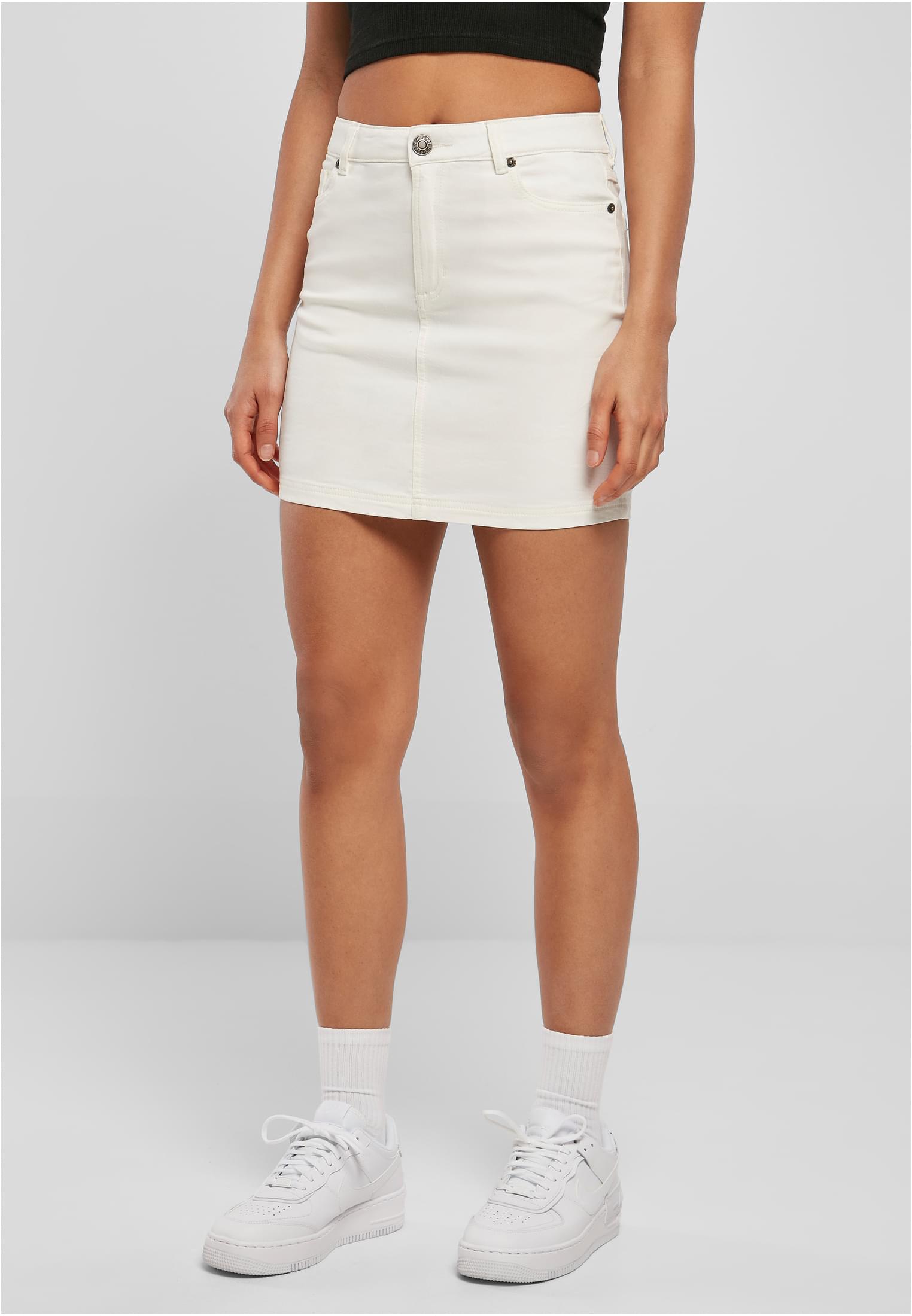 Women's Organic Stretch Denim Miniskirt Grey and White Raw
