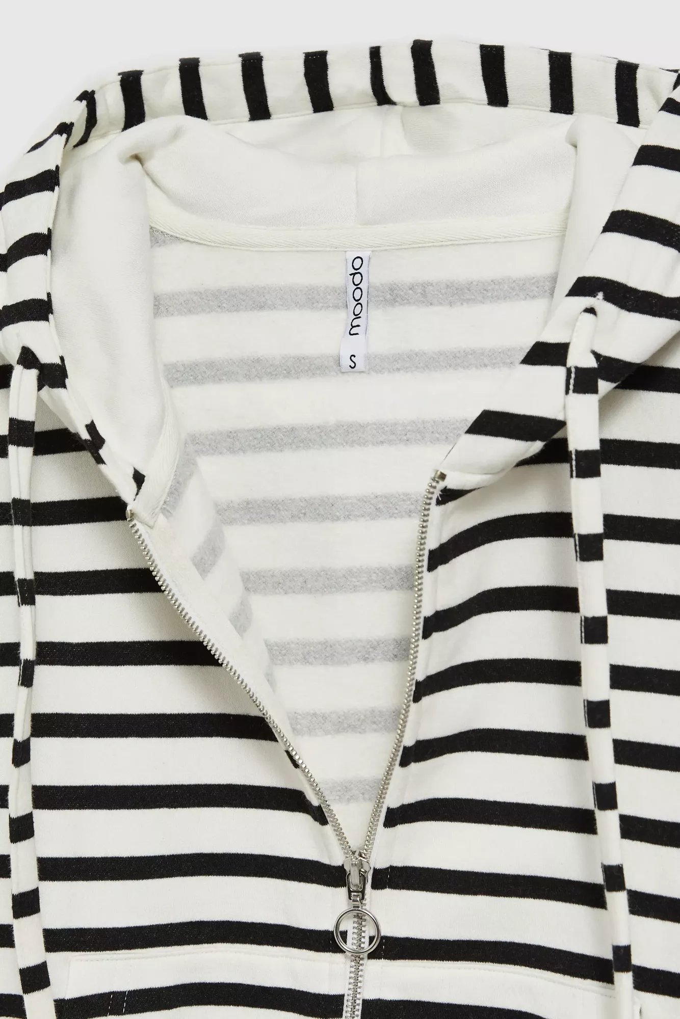 White sweatshirt with black stripes