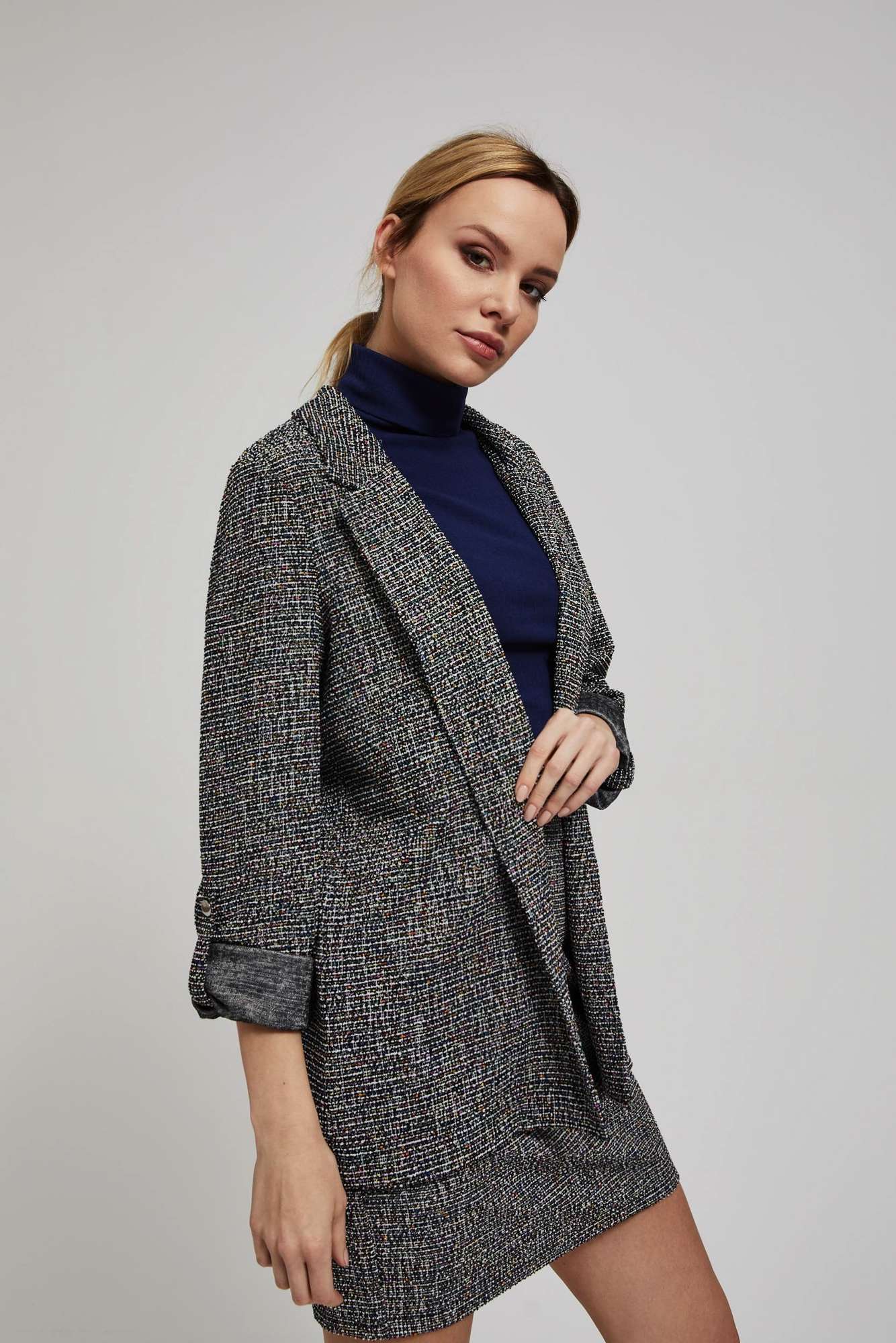 Jacket with rolled up sleeves