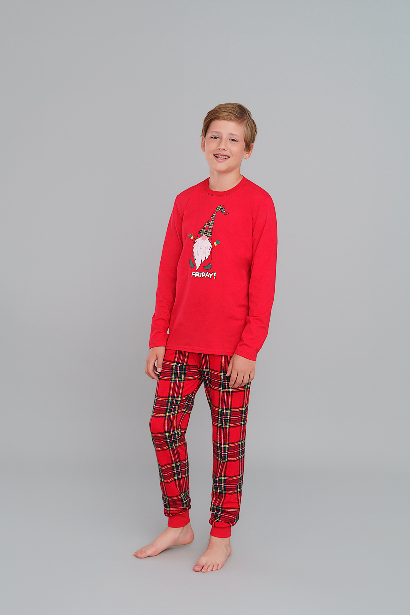 Levně Chlapecké pyžamo Narwik, dlouhý rukáv, dlouhé nohavice - červená/potisk