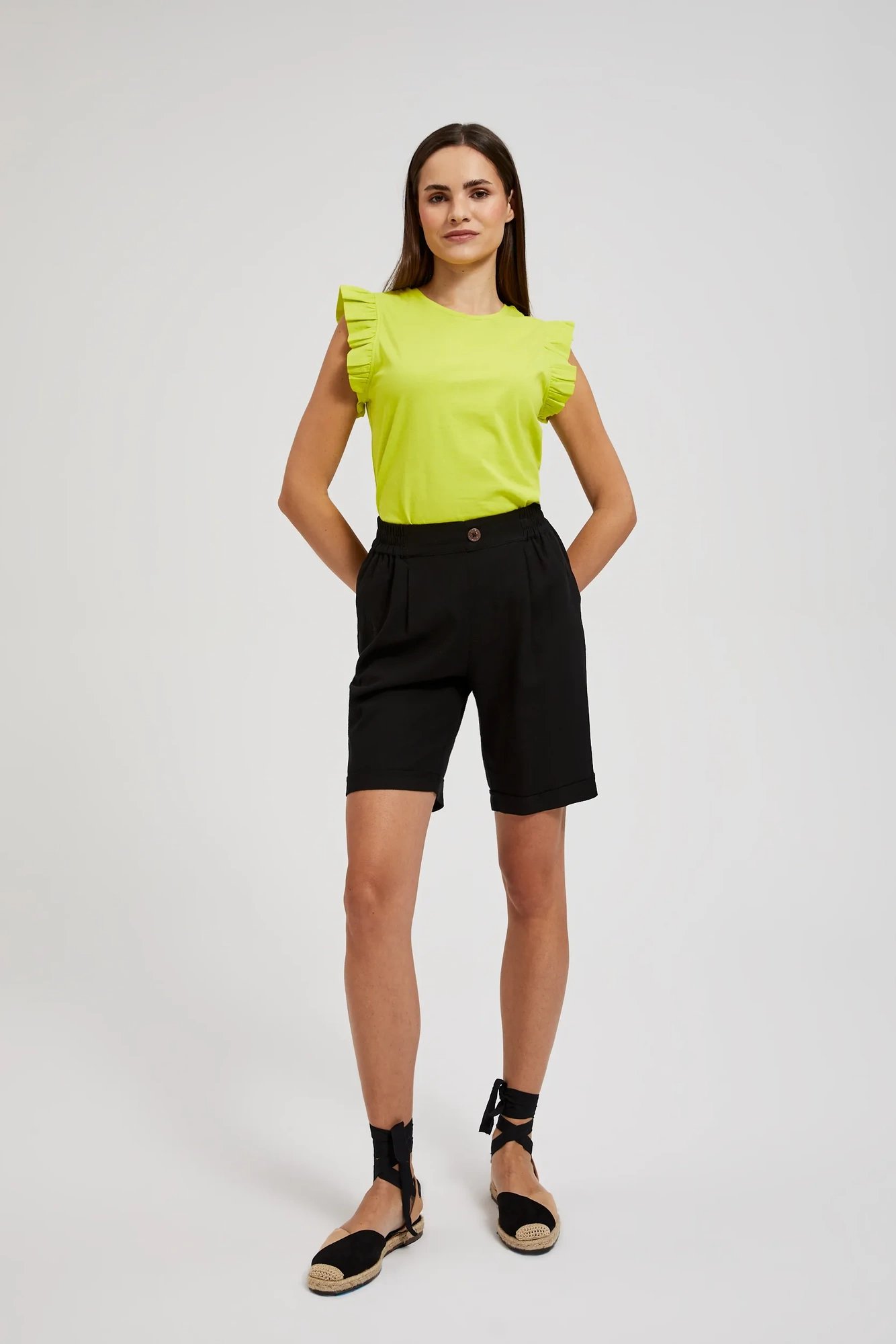 Women's T-shirt with frills MOODO - green