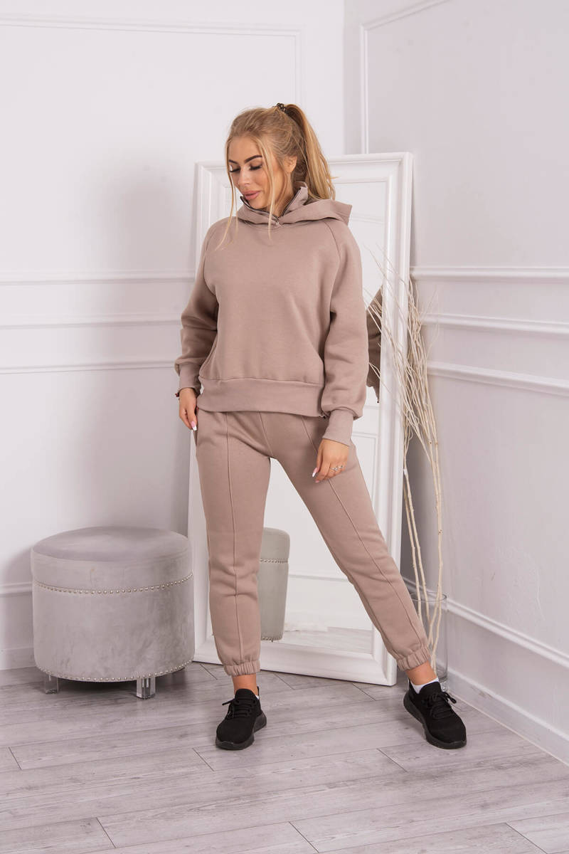 Insulated Set With Turtleneck And Hood Dark Beige