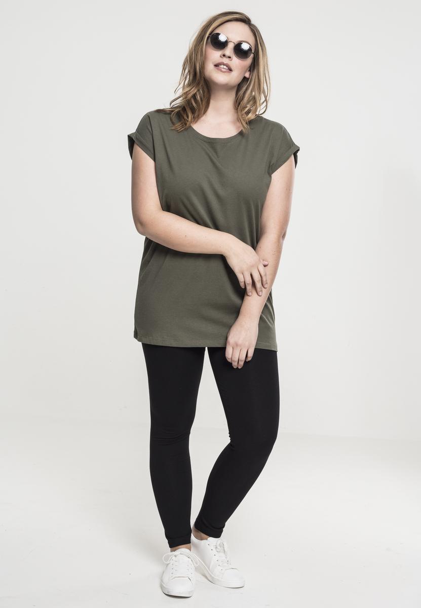 Women's Olive T-shirt With Extended Shoulder