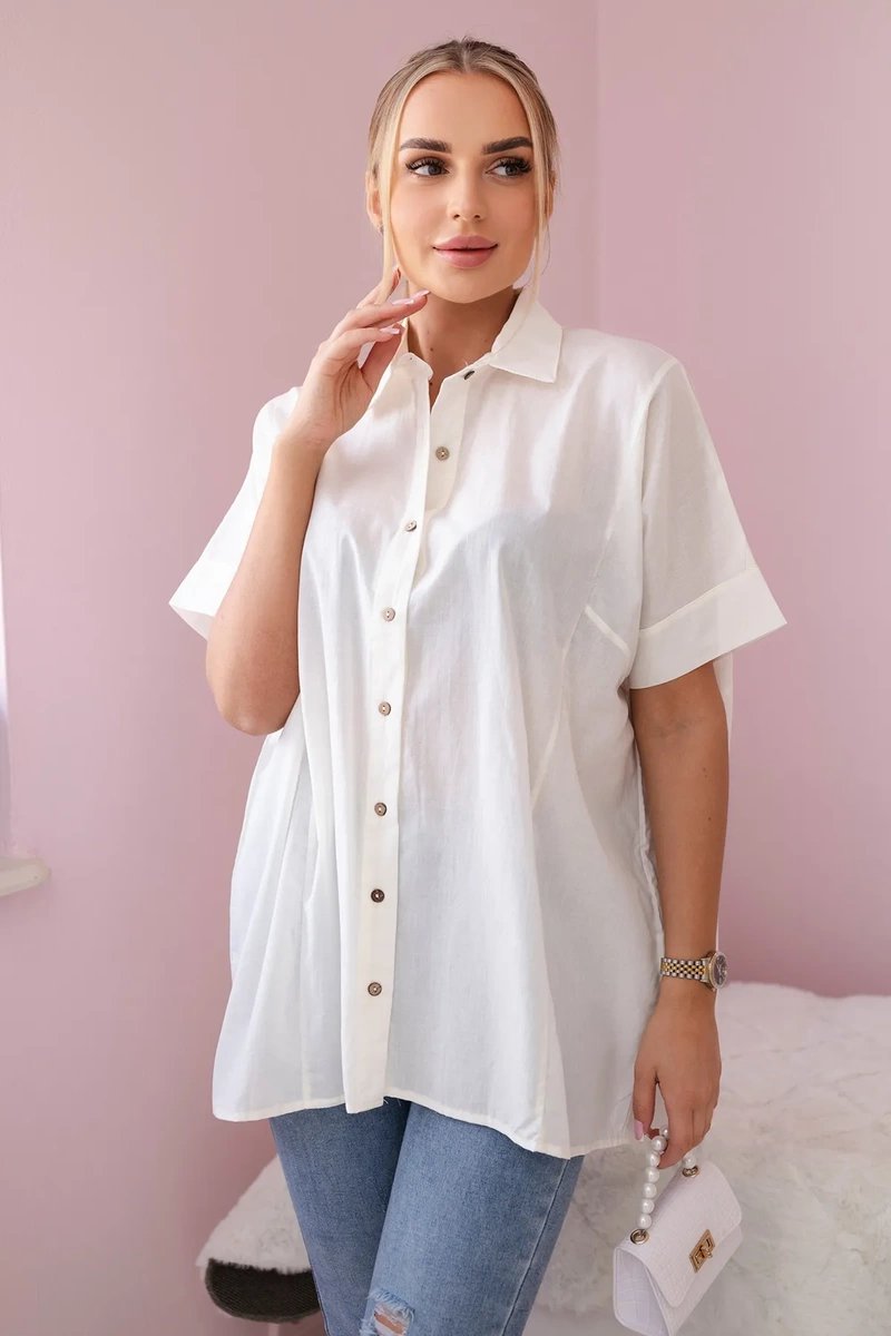 Cotton ecru shirt with short sleeves