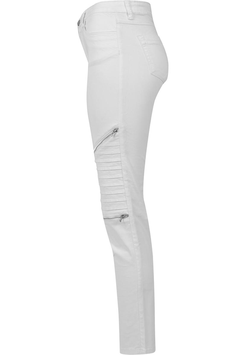 Doamnelor Stretch Biker Pantaloni alb