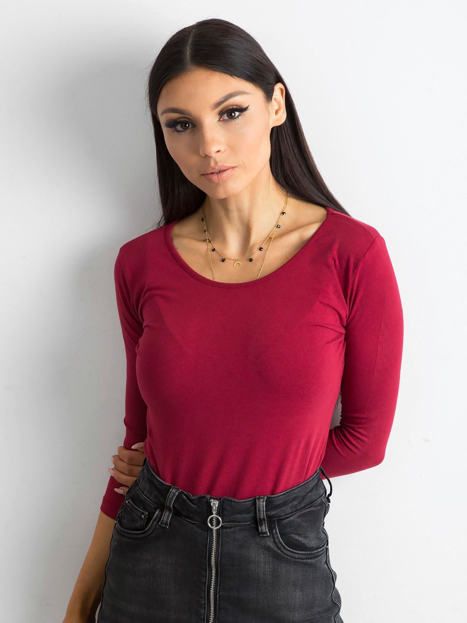 Bluza de bază din bumbac burgundy