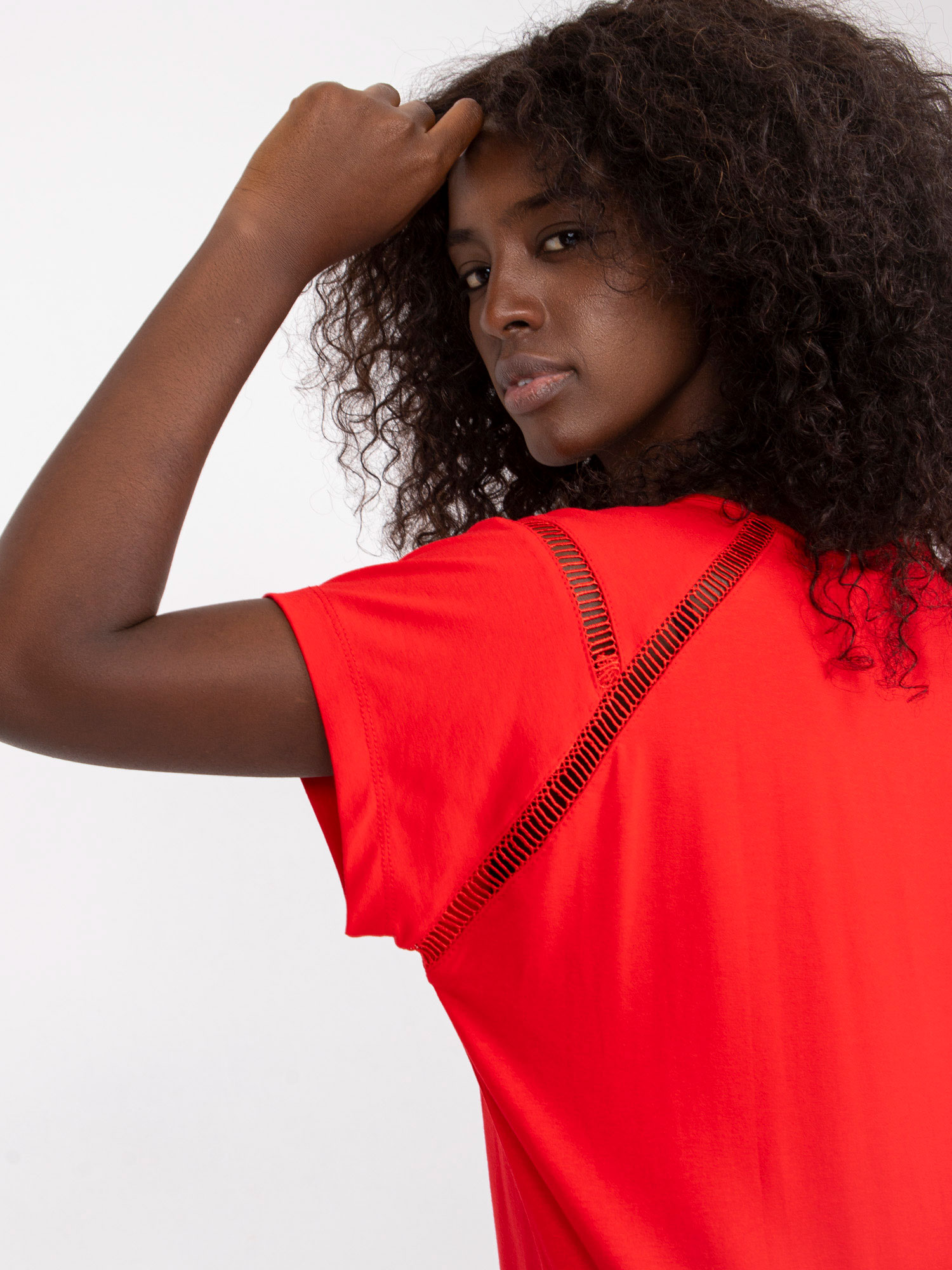 Basic Red Blouse For Everyday Wear With V-neck