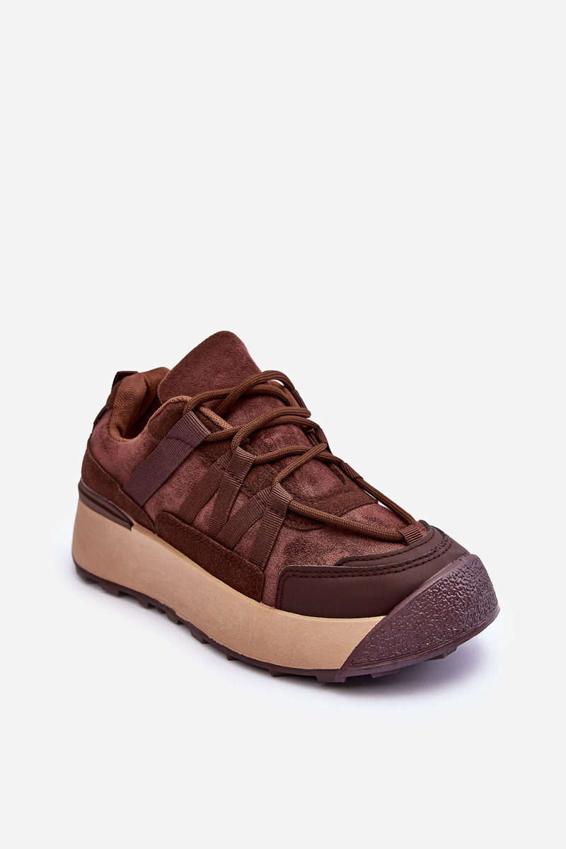 Women's suede sports shoes on the Brown Rohan platform