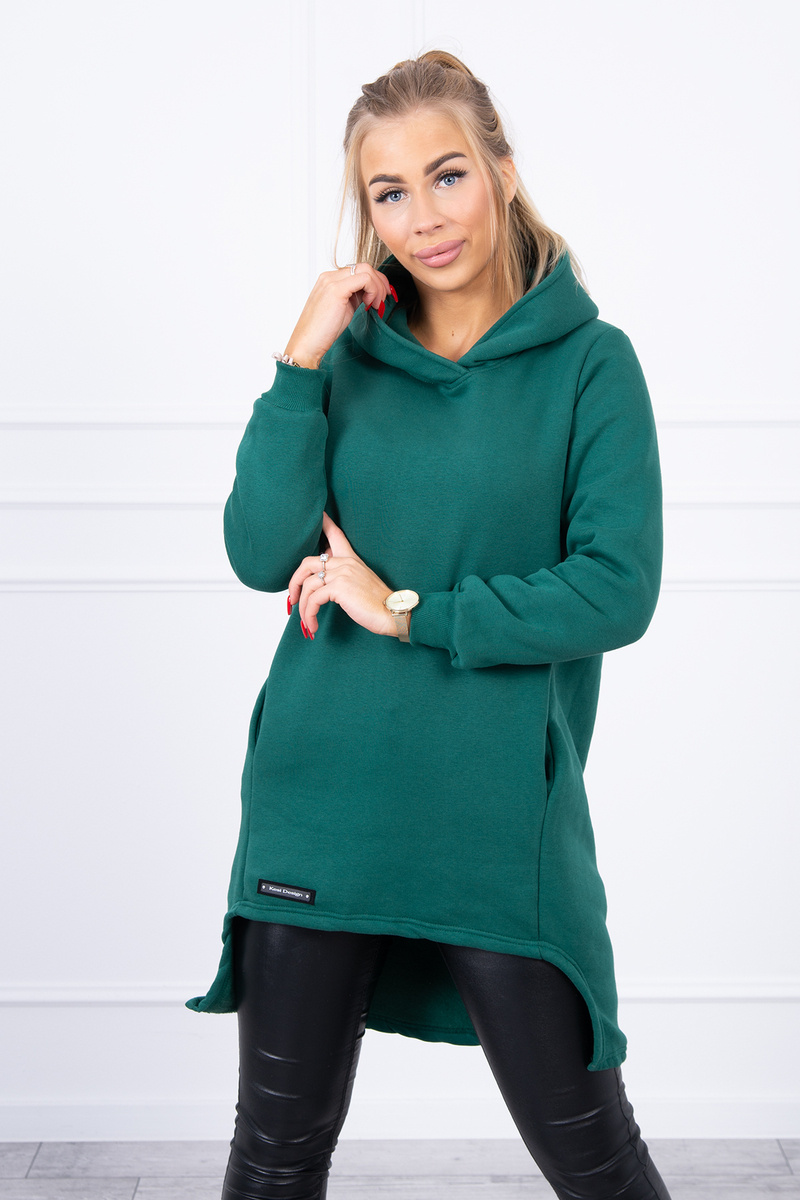 Insulated sweatshirt with a long back part dark green