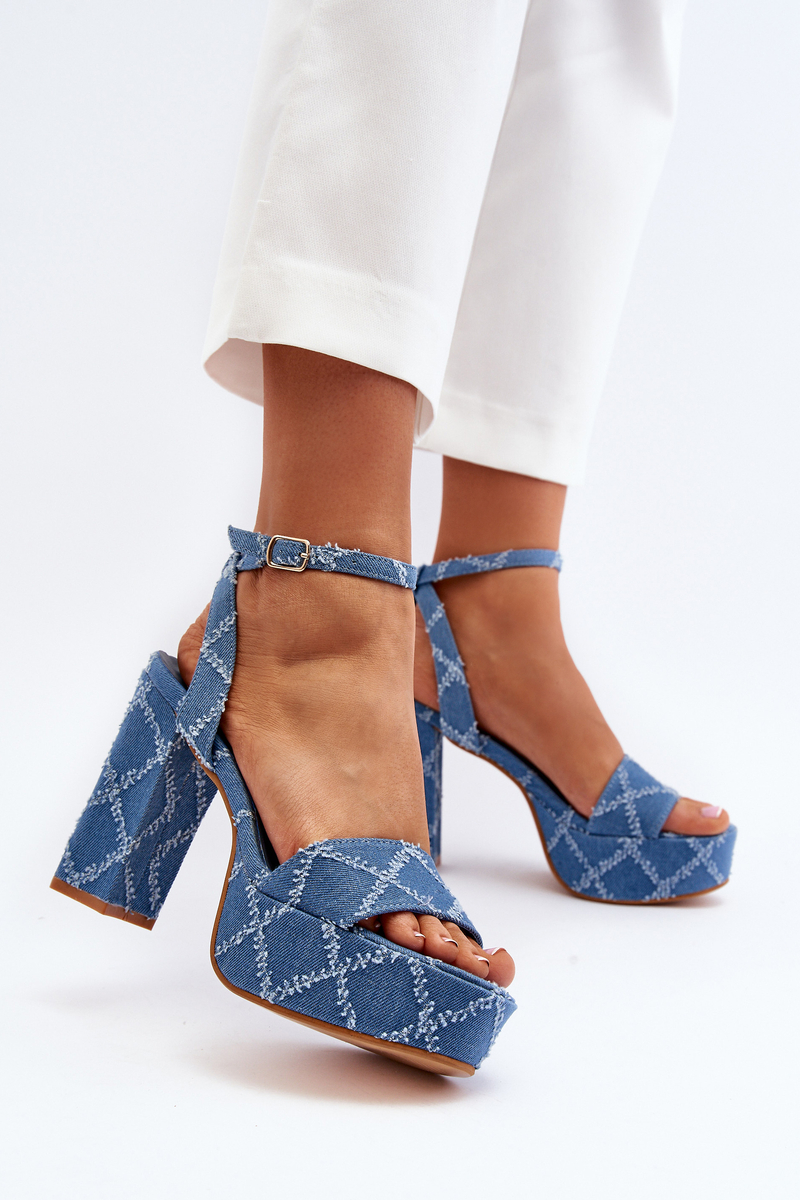 Blue Acrana High Heeled Denim Sandals