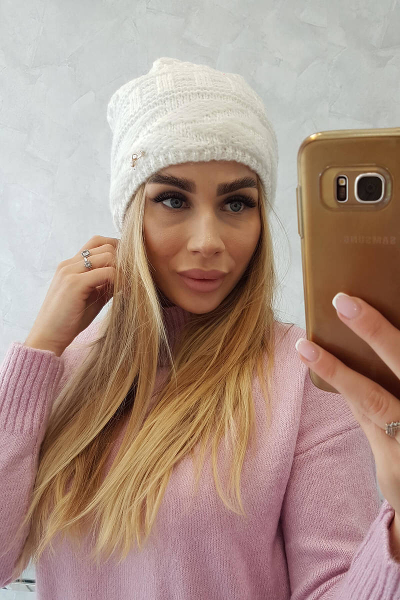 Beanie with fleece Edyta K298 ecru