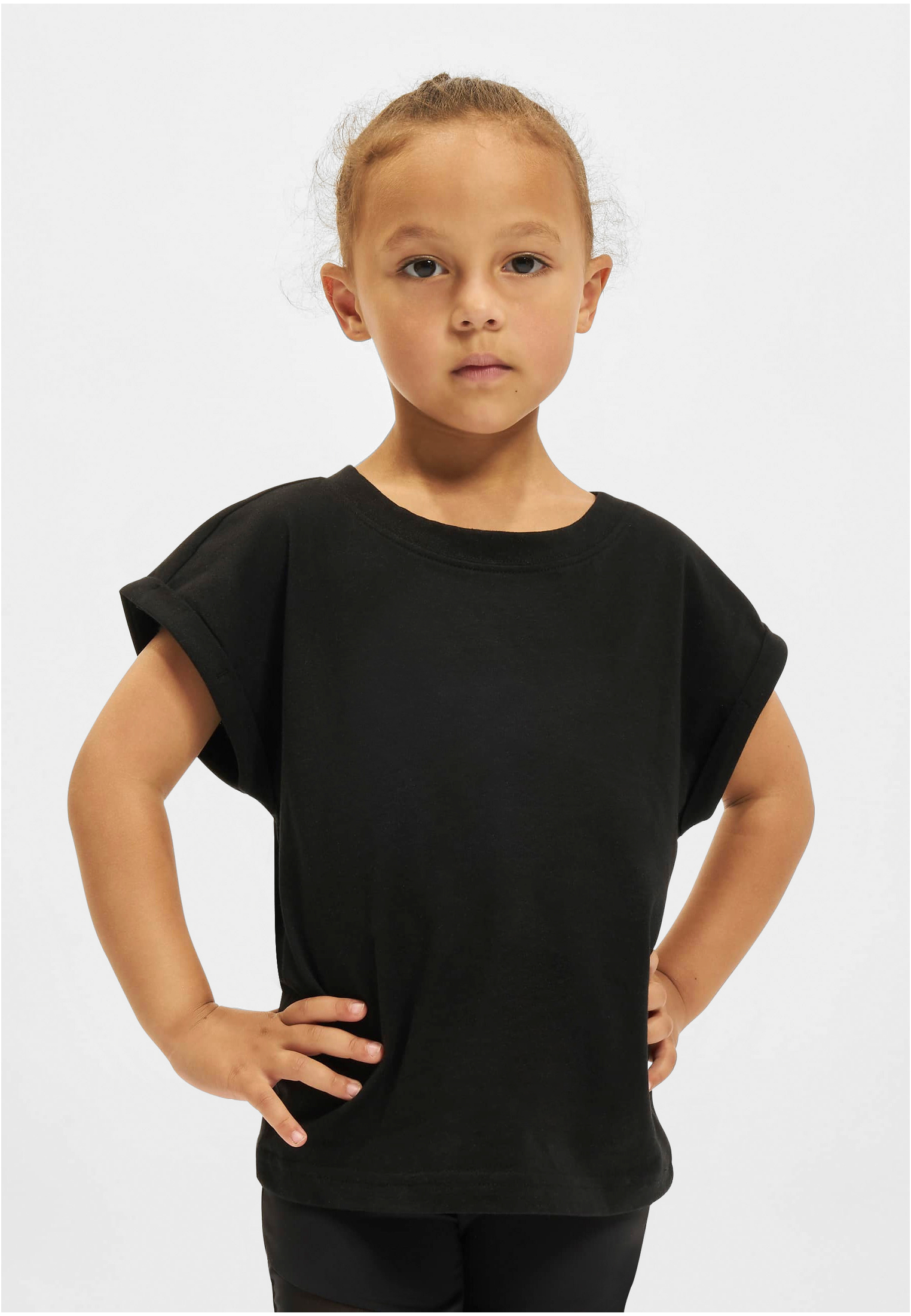 Girls' Organic T-Shirt With Extended Shoulder Black