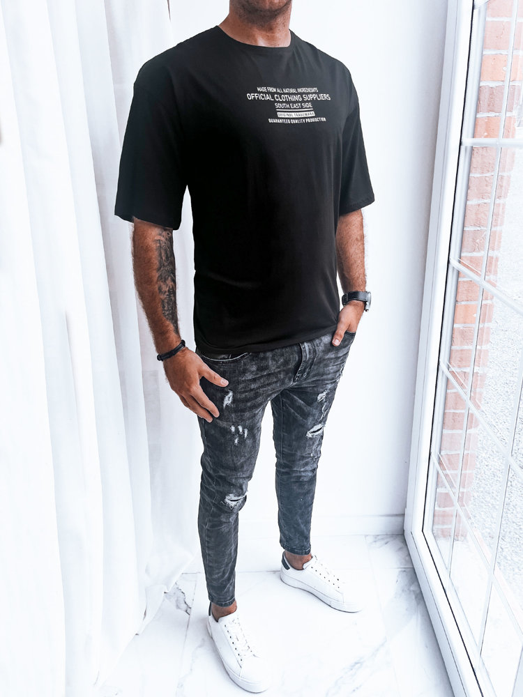 Black men's T-shirt with Dstreet print