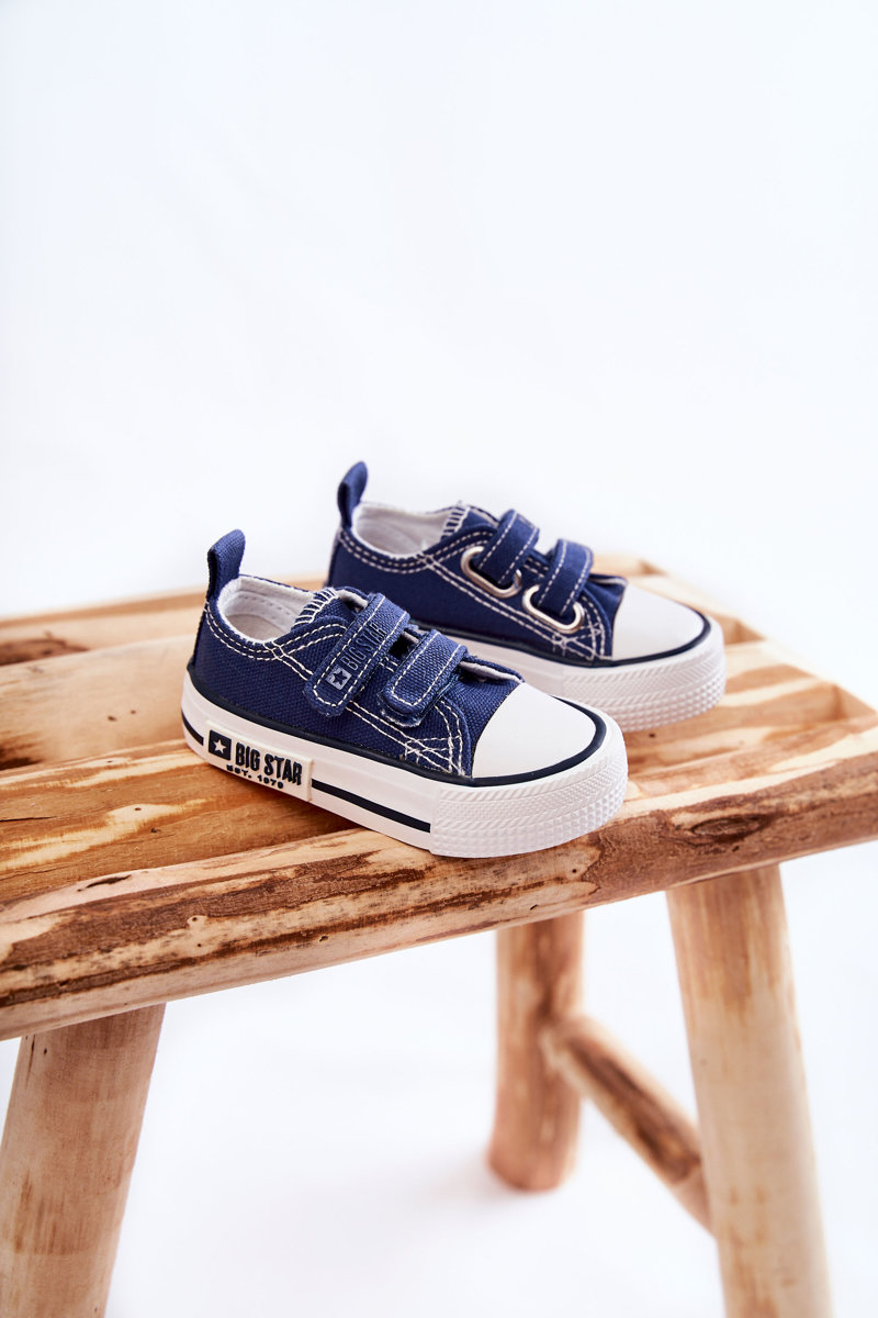 Kids Fabric Sneakers With Velcro BIG STAR KK374075 Navy Blue