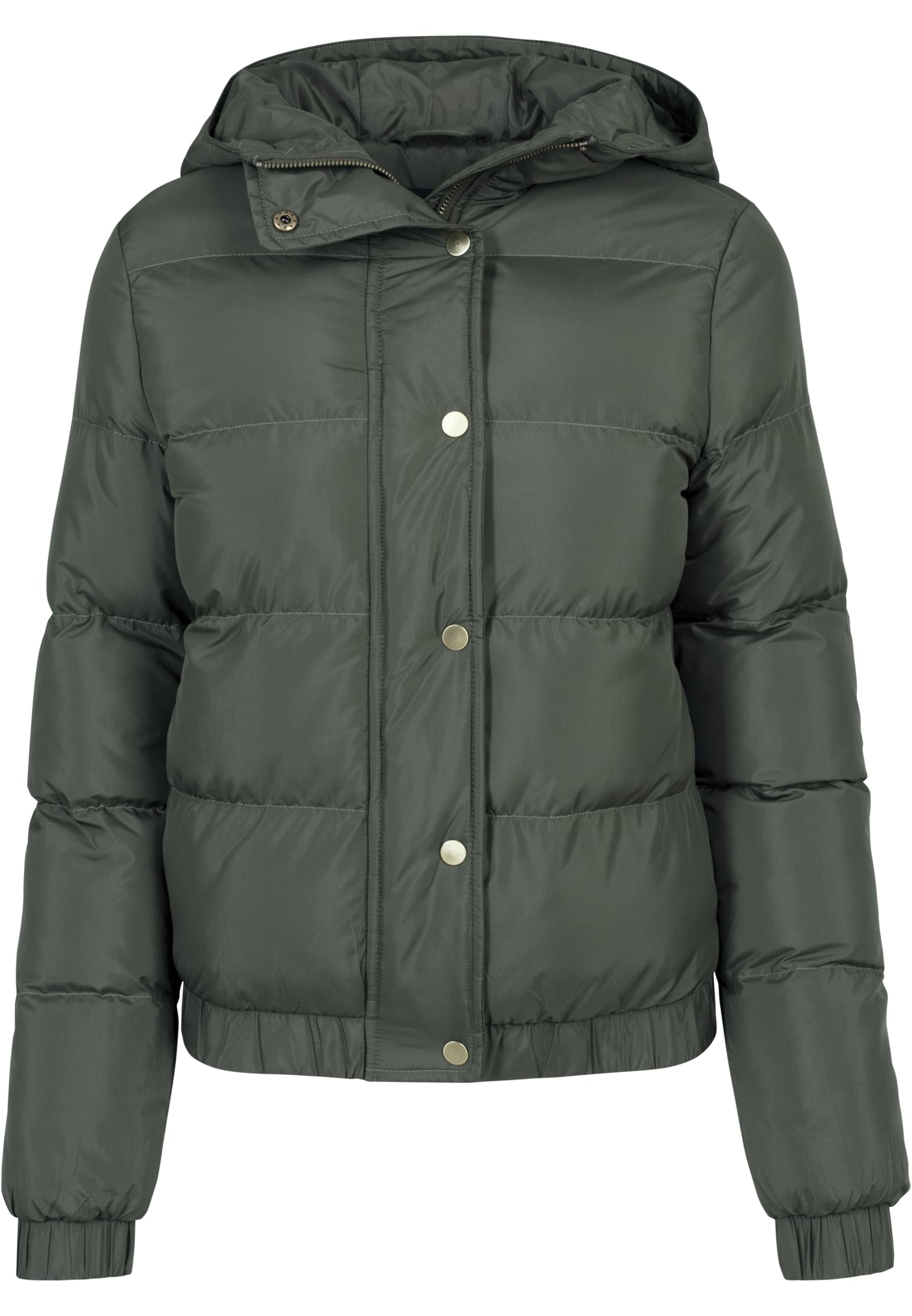 Womens Puffer Hooded Jacket - Dark Olive