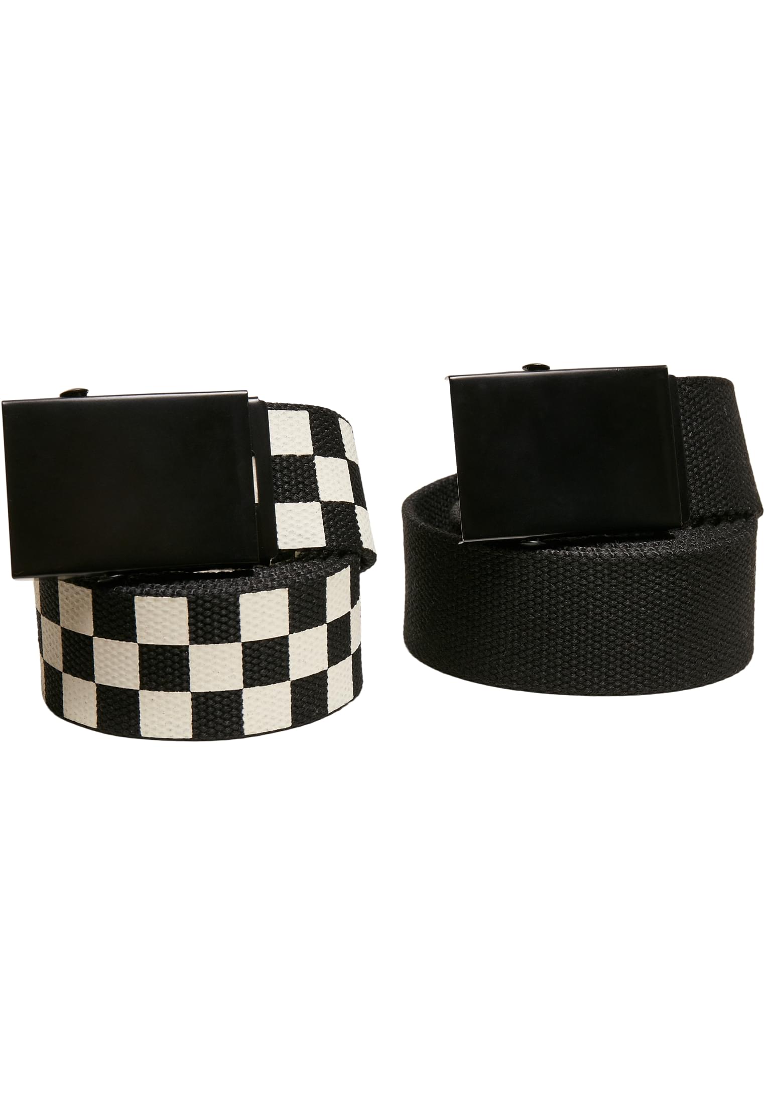 Check And Solid Canvas Belt 2-Pack black/offwhite