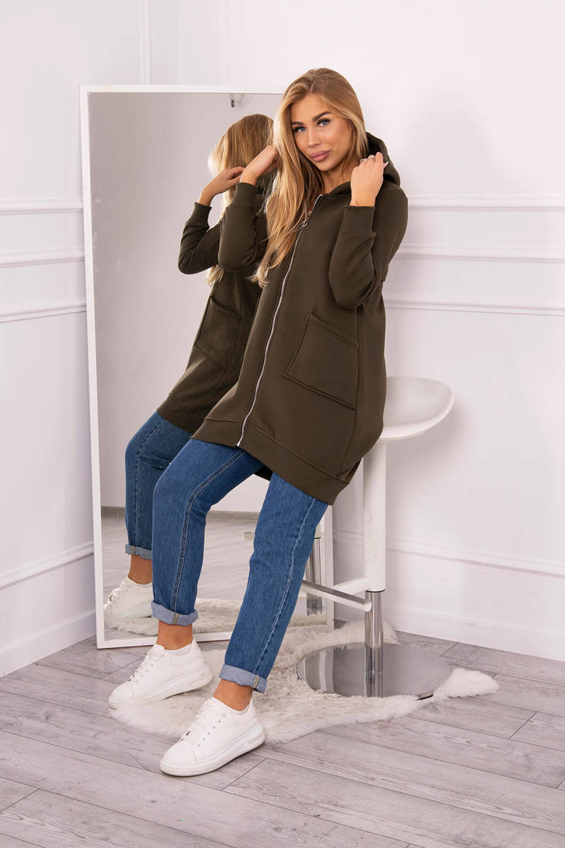 Insulated sweatshirt with zipper at back khaki