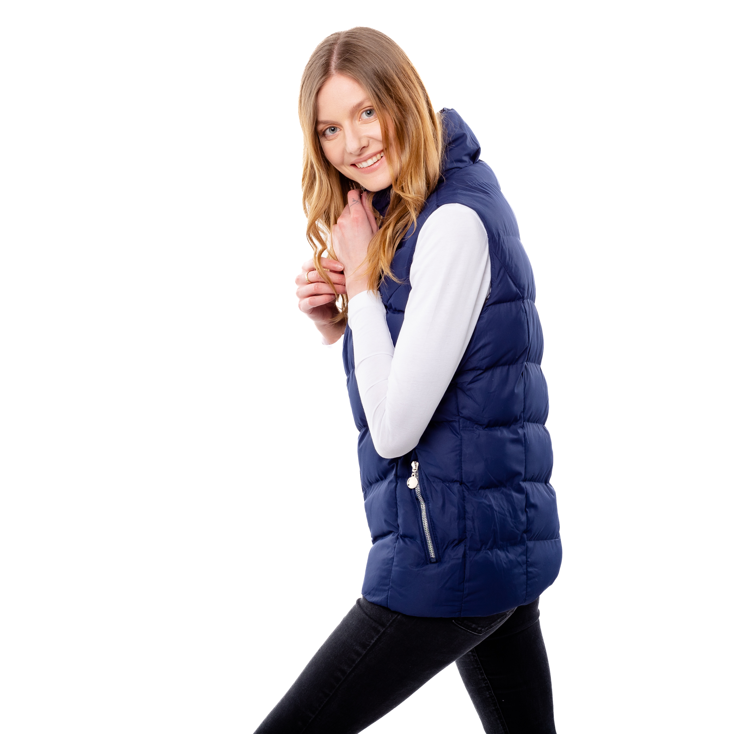 Women's quilted vest GLANO - dark blue