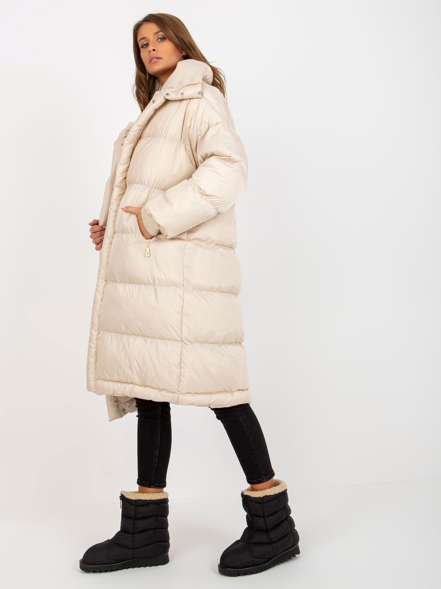 Dámska bunda Fashionhunters Beige