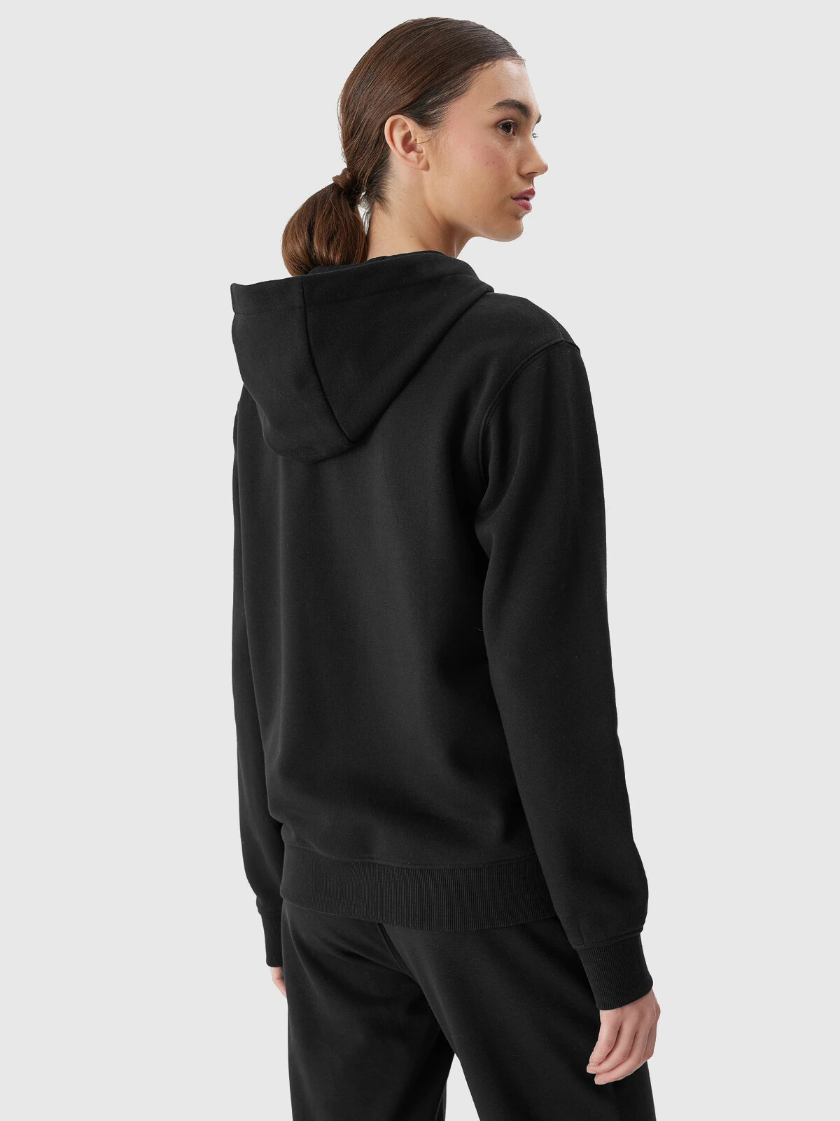 Women's Sweatshirt Zipped Hoodie 4F - Black