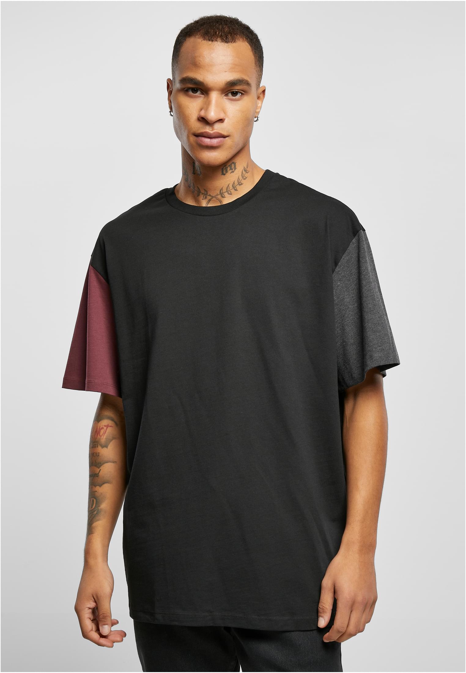 Organic Oversized Colorblock T-Shirt Black