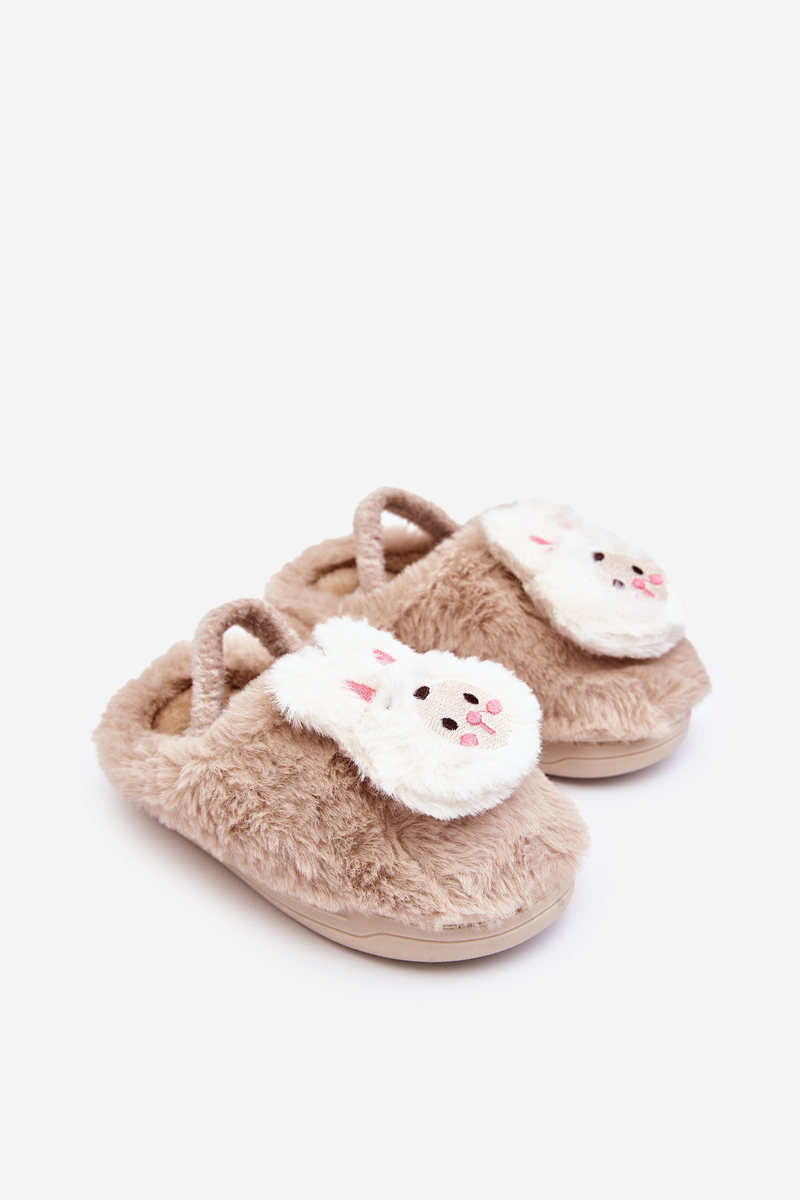 Children's Furry Slippers Bunny Beige Dicera