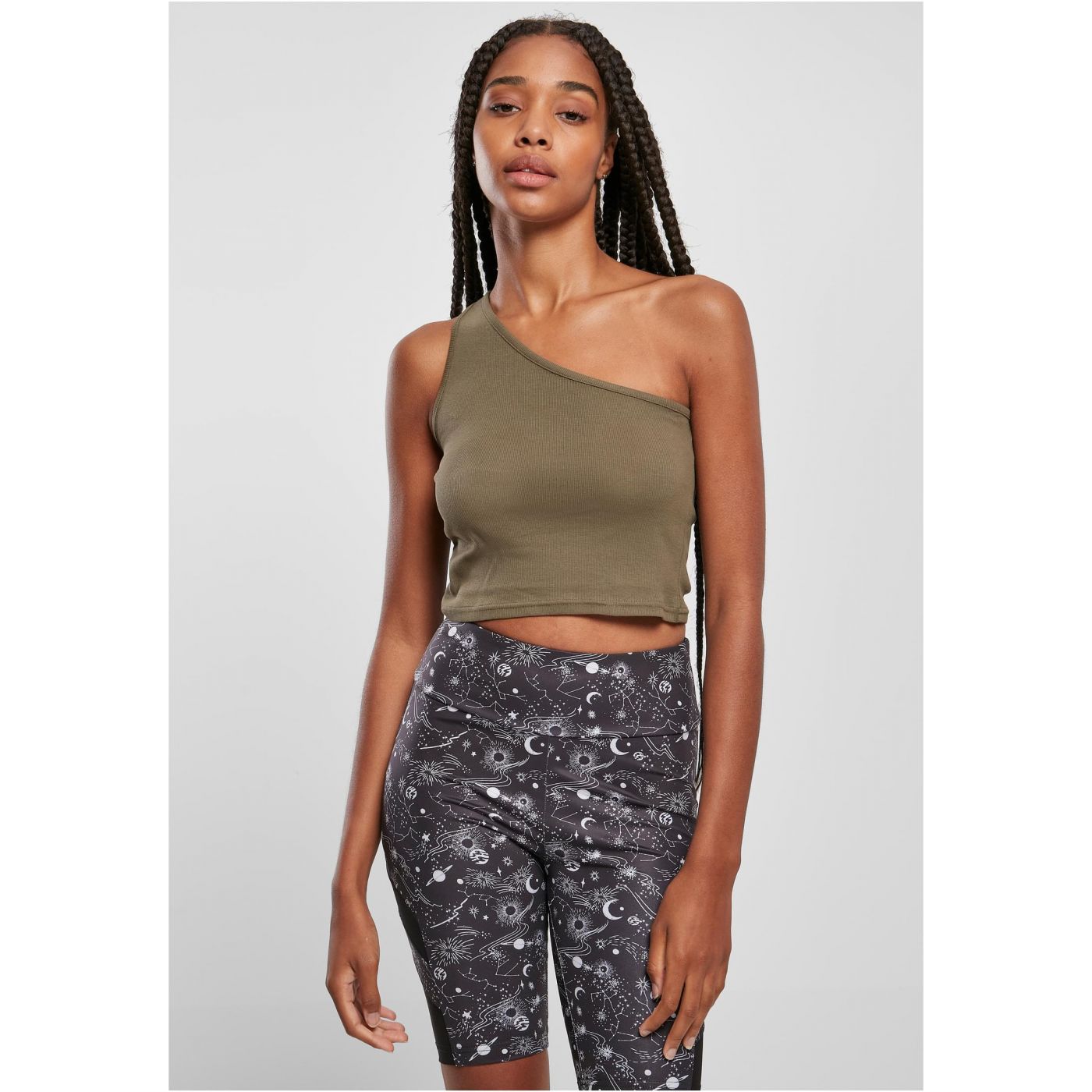 Women's Cropped Asymmetrical Khaki Top