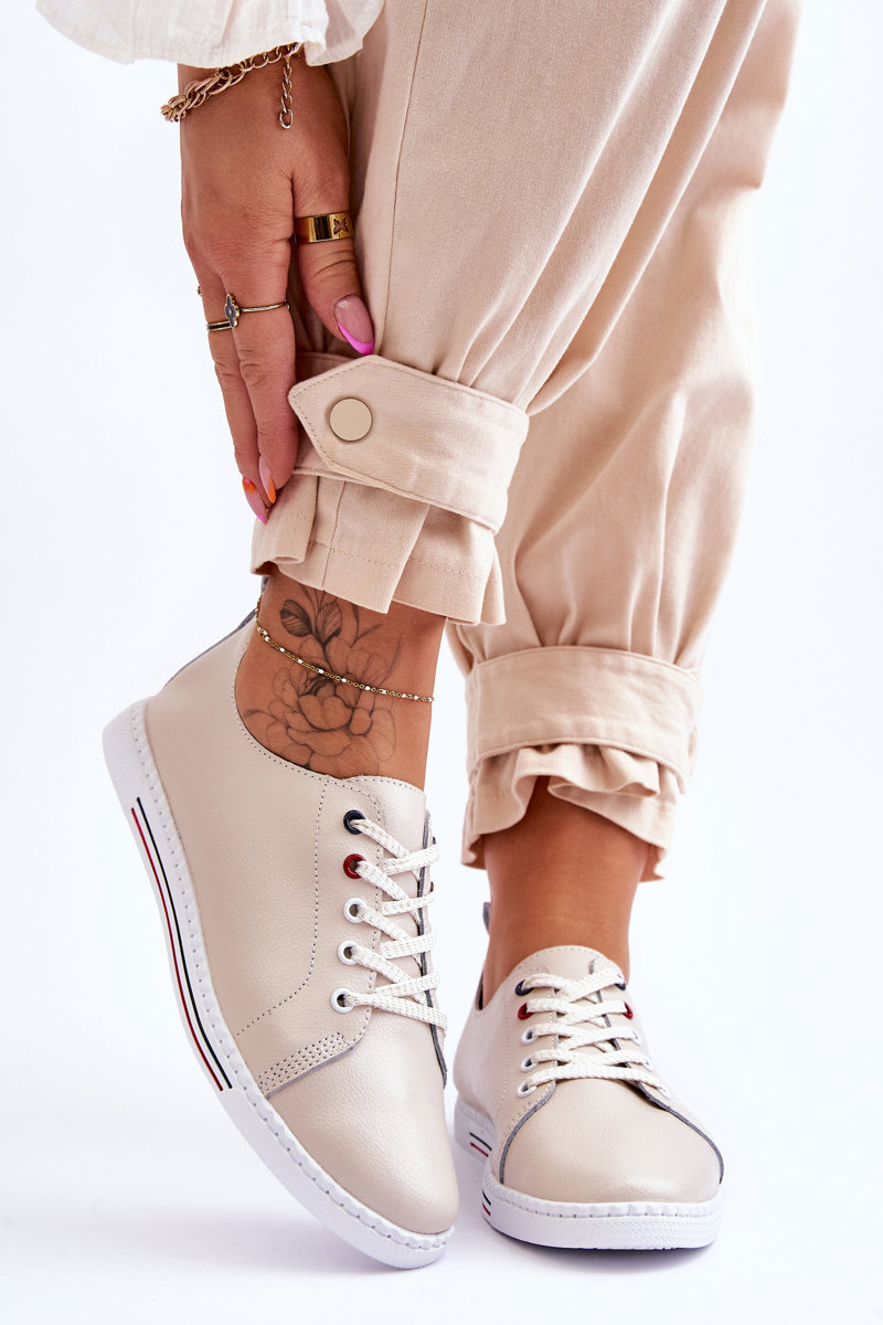 Women's leather sneakers beige Renes