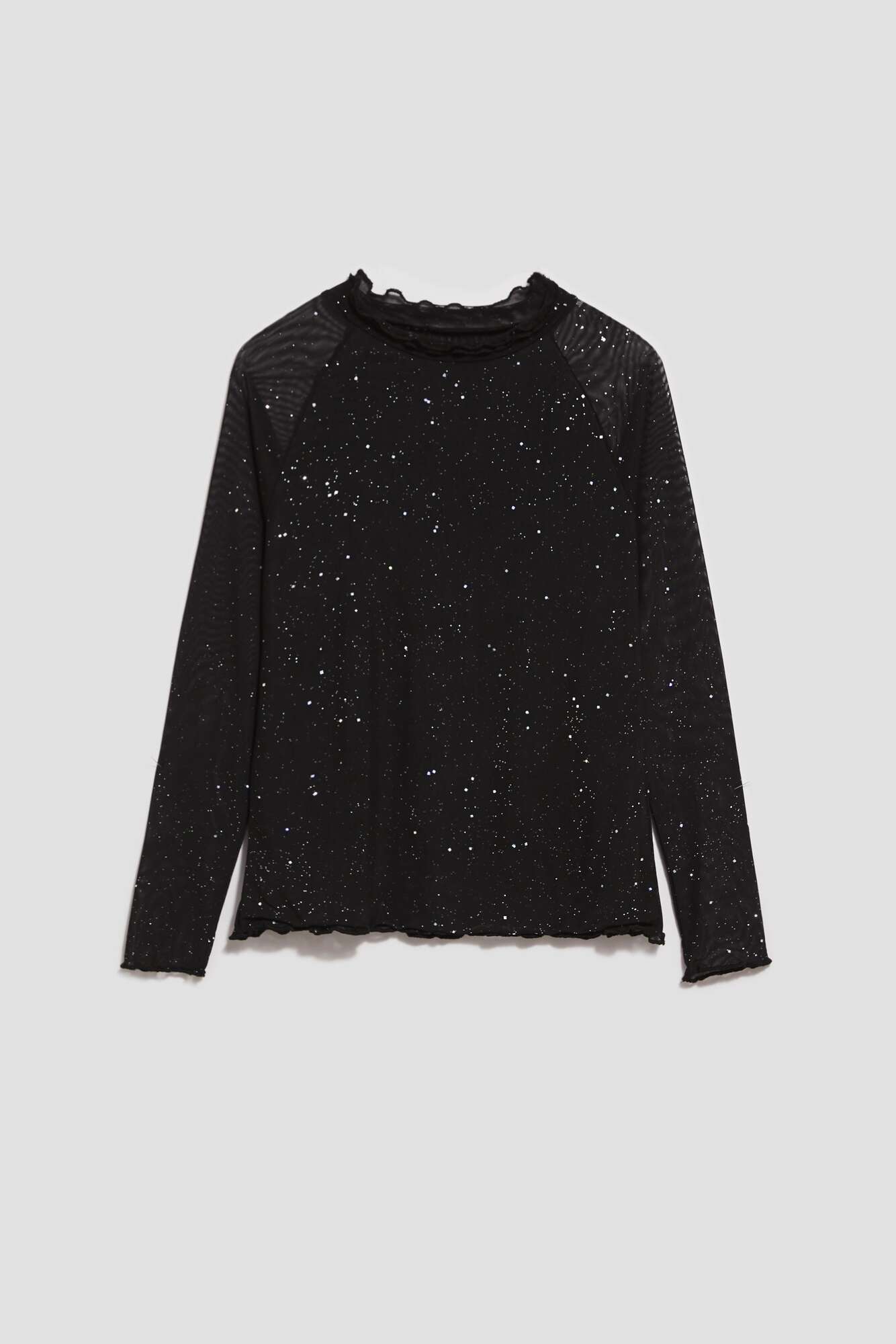 Blouse with transparent sleeves