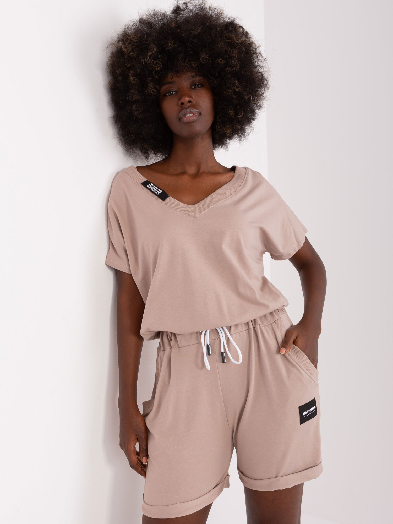 Beige cotton overall