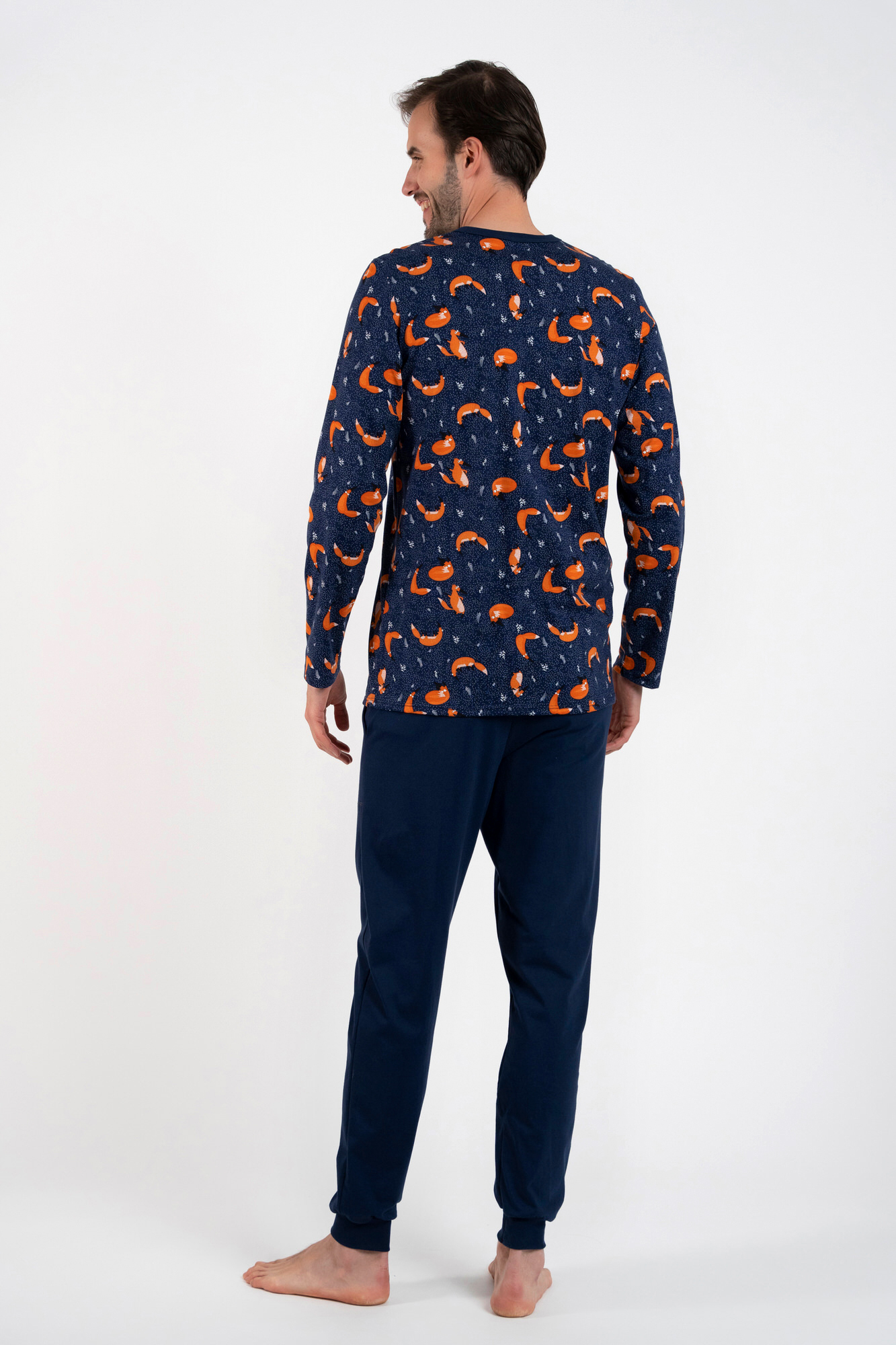 Men&#039;s pyjamas Witalis, long sleeves, long legs - print/navy blue