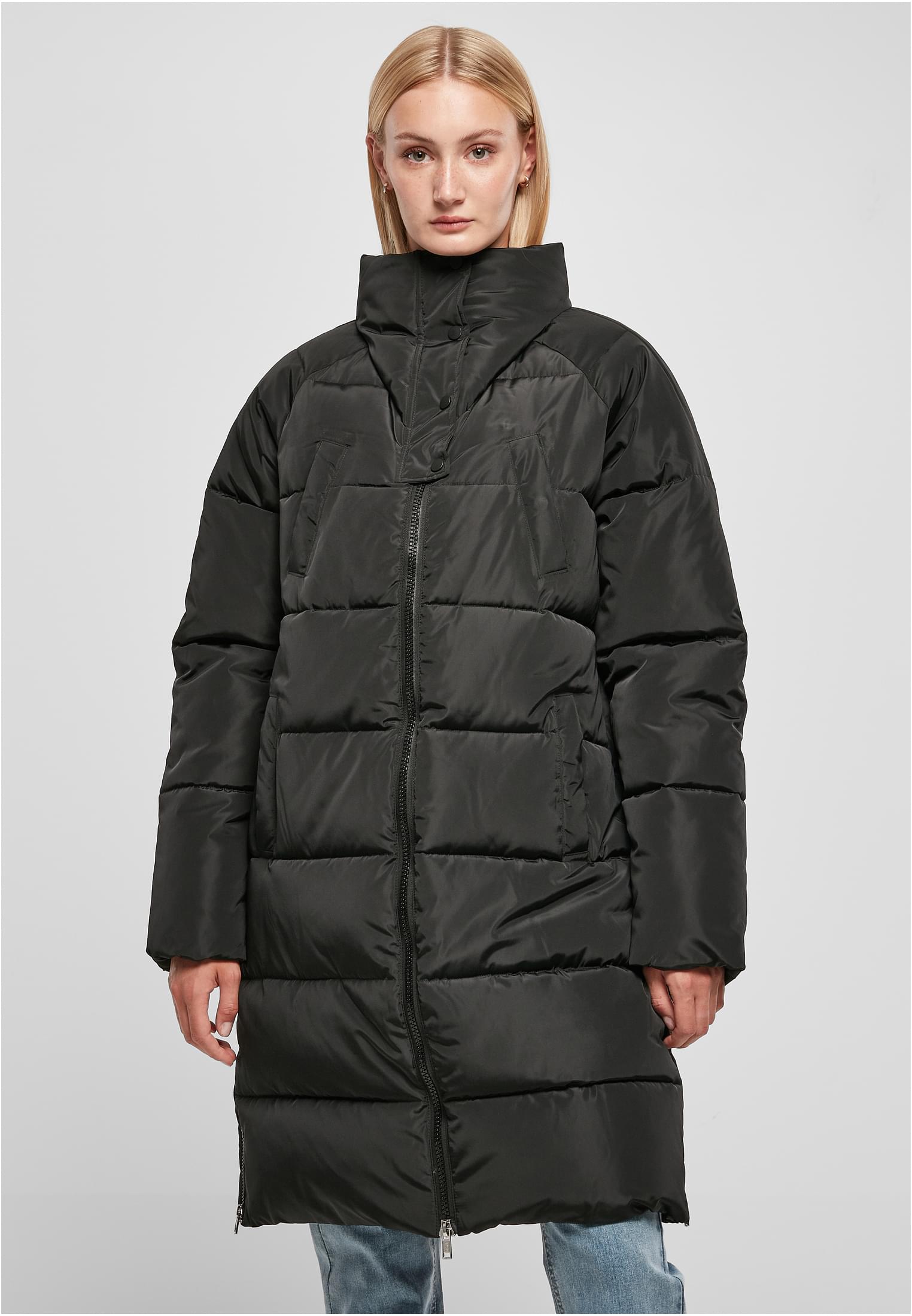 Dámský Kabát High Neck Puffer Coat černý