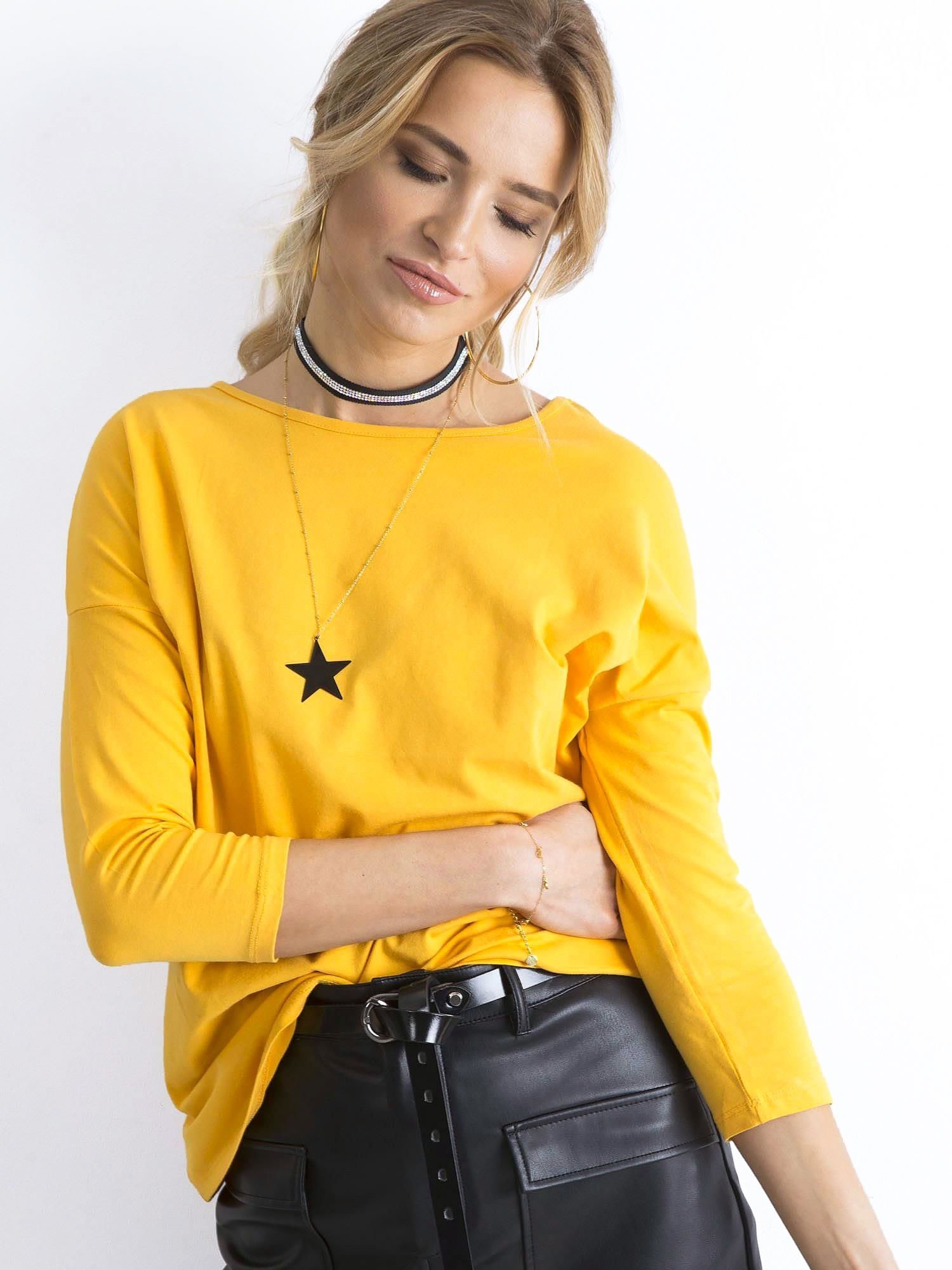 Basic Blouse With 3/4 Sleeves, Dark Yellow