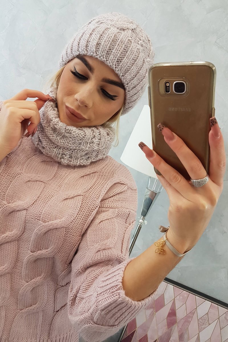 Set pentru femei K153 gri + praf roz