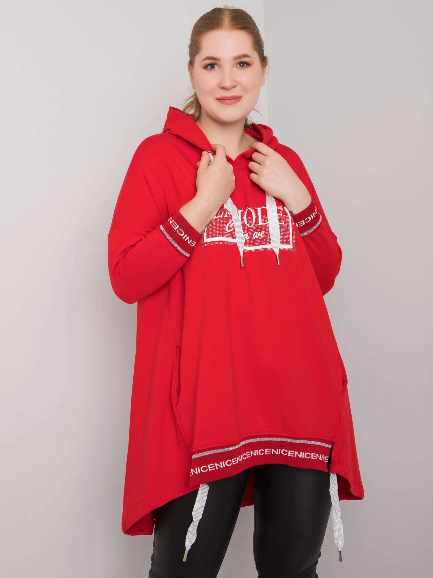 Women's red plus size sweatshirt with pocket
