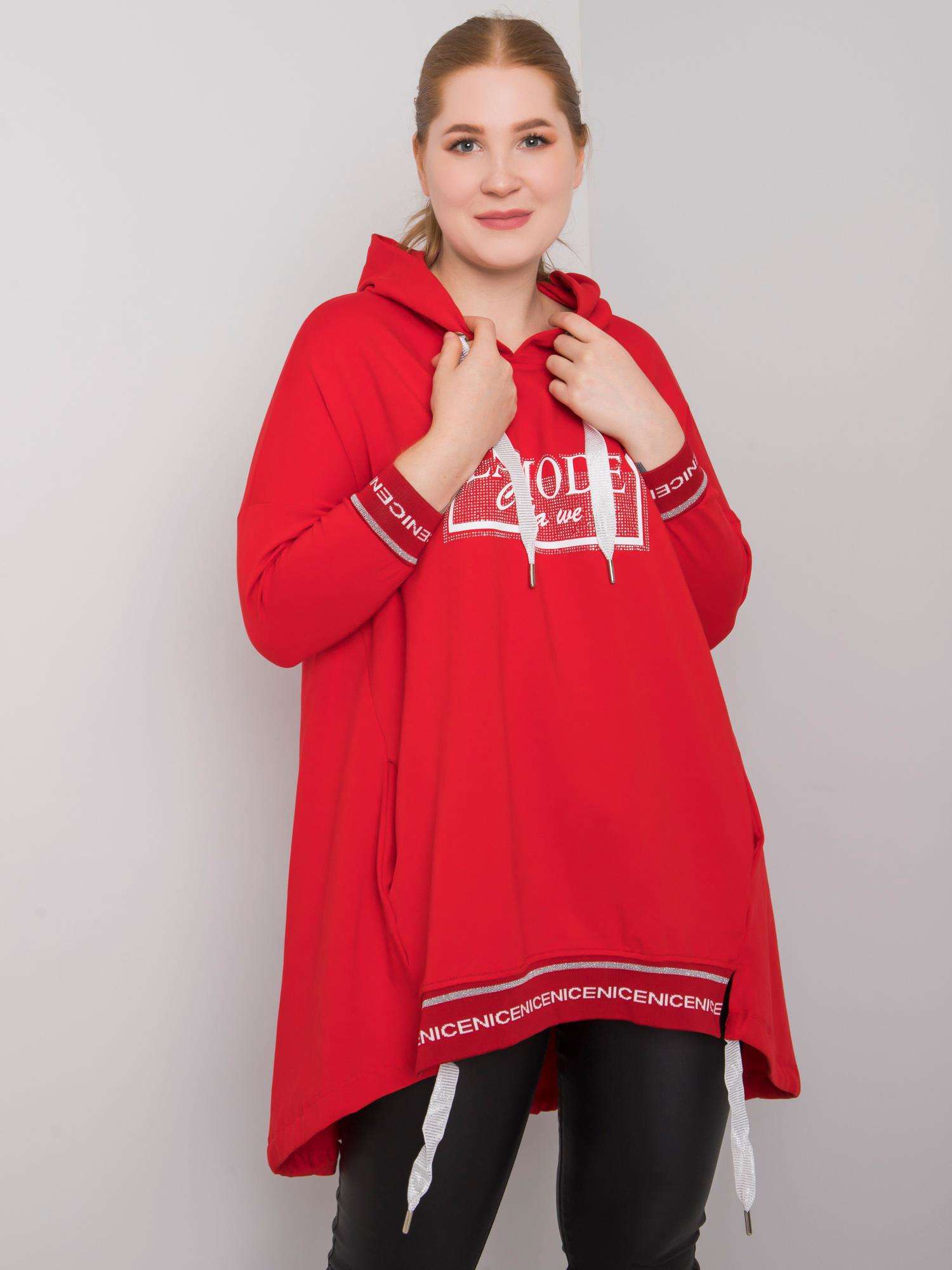 Women's Red Plus Size Sweatshirt With Pocket