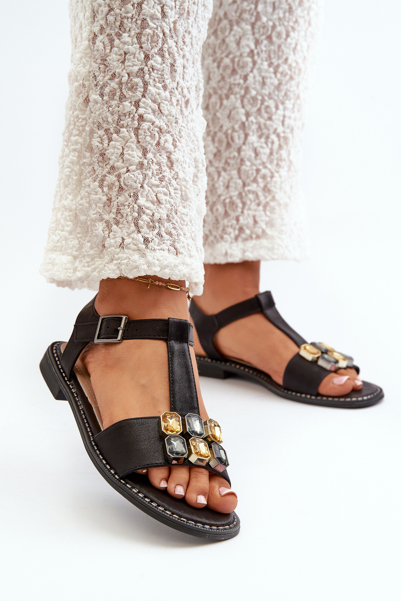 Elegantní dámské sandály s ozdobnými detaily S.Barski Černá