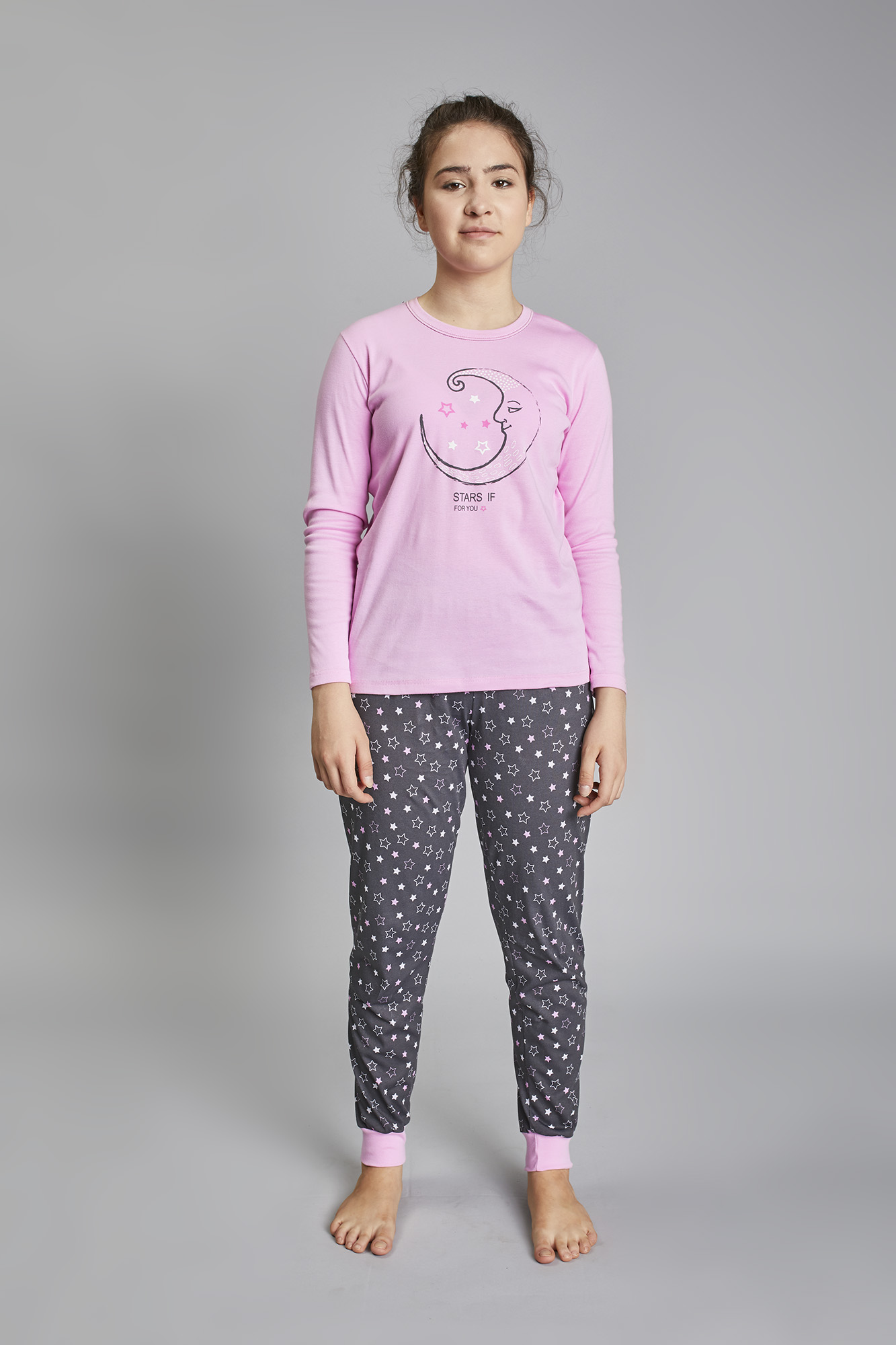 Girls' Pyjamas Antilia Long Sleeves, Long Legs - Pink/print