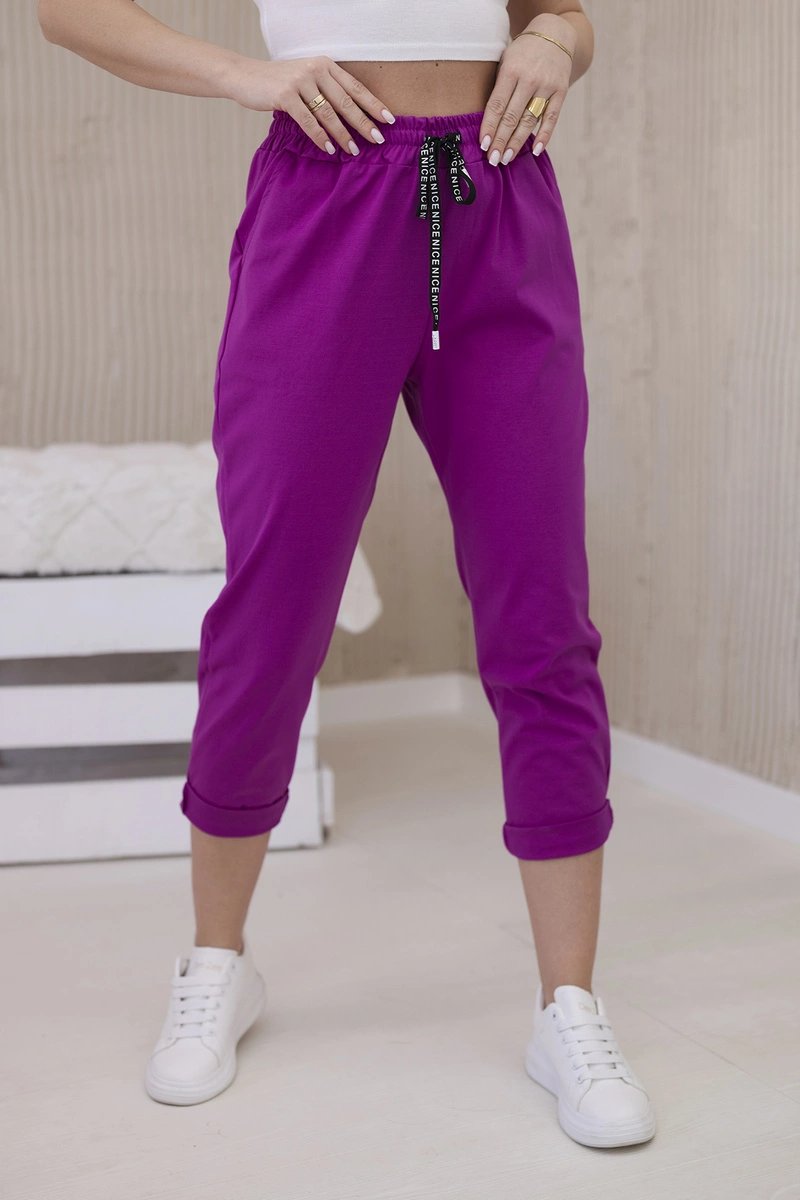 New Punto Trousers with Tie at the Waist - Dark Purple