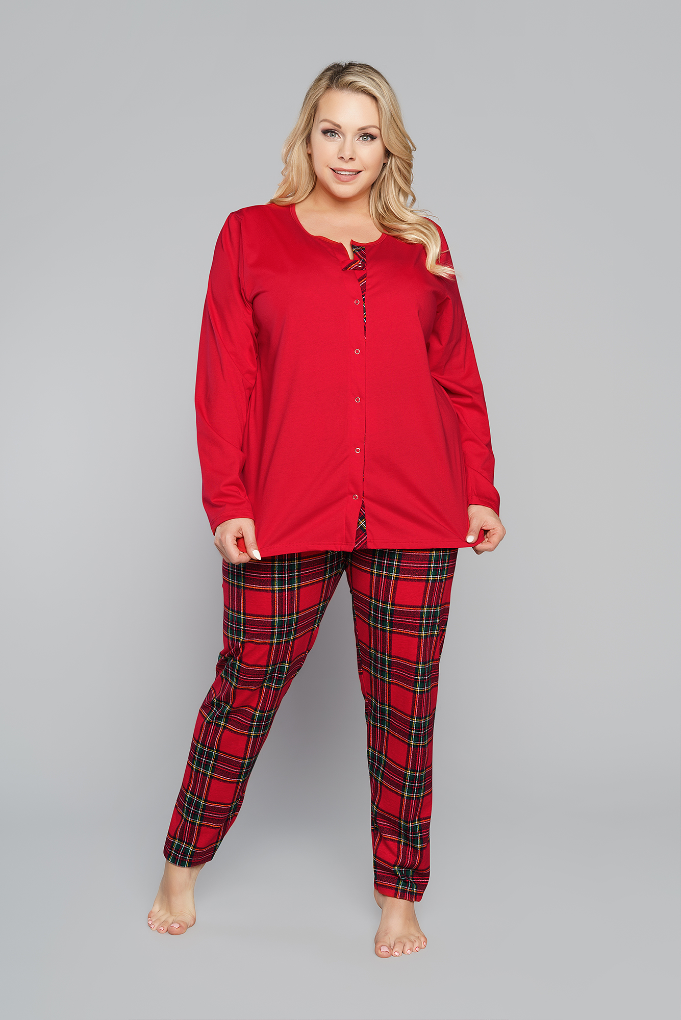 Zorza women's pyjamas - long sleeves, long legs - red/print