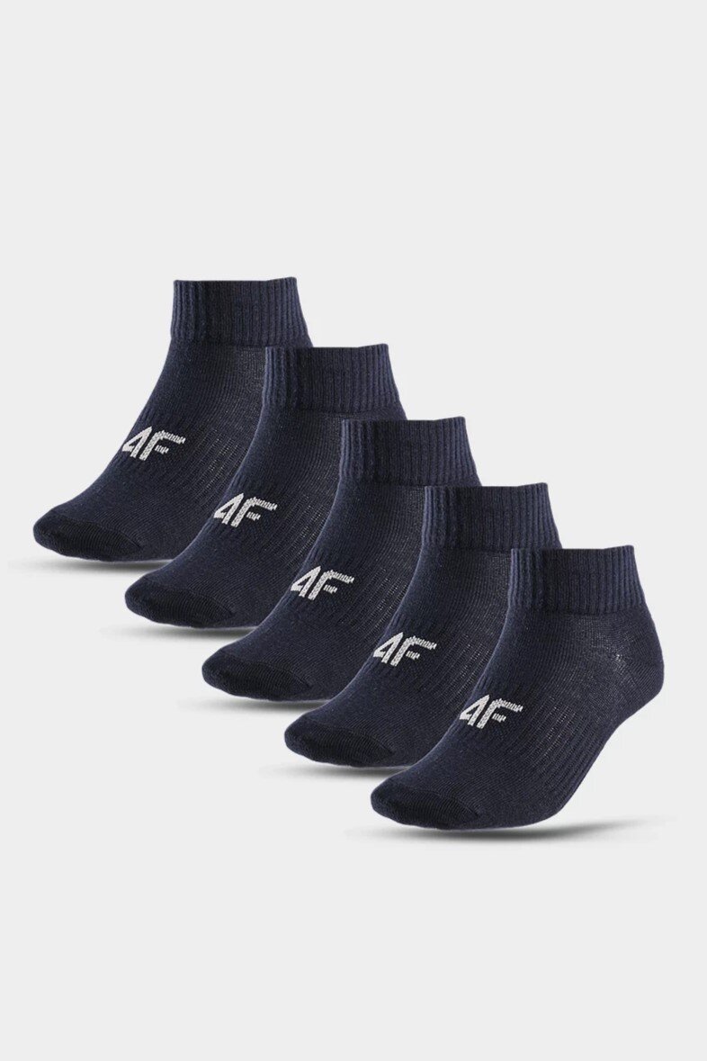 Levně Chlapecké 4F vysoké kotníkové ponožky 5-PACK tmavě modrá
