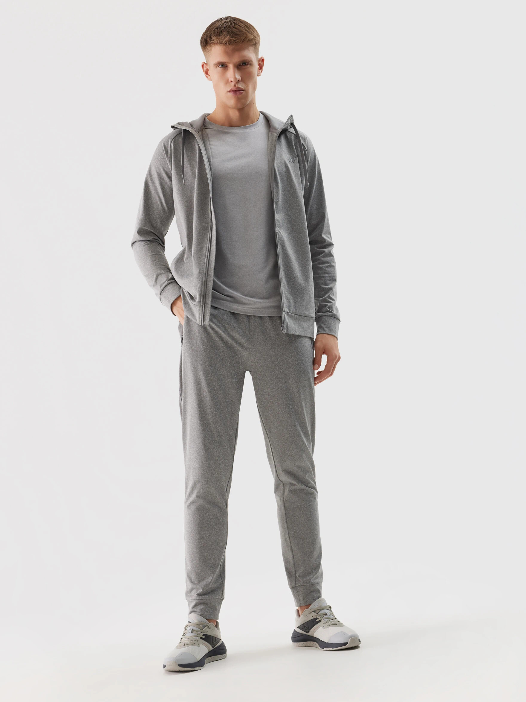 Men&#039;s Sports Zipped Hooded Sweatshirt 4F - Grey