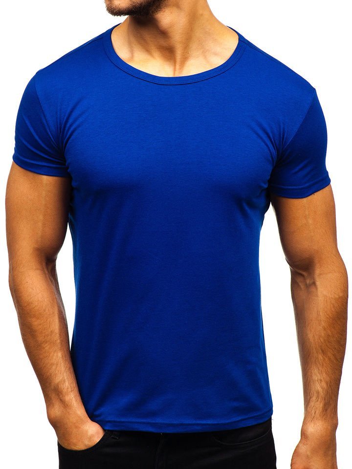 Men's T-shirt without print AK999A - blue,