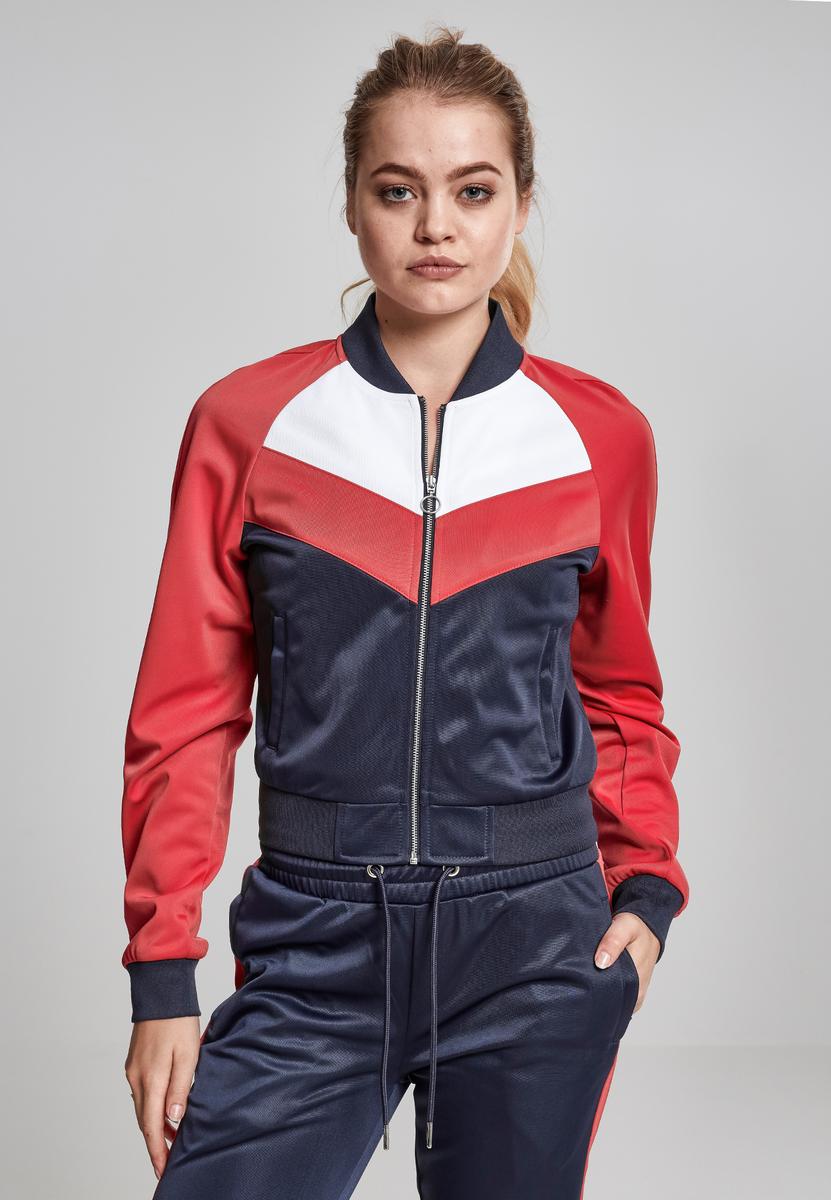 Women's Short Raglan Track Jacket Navy/Fiery Red/White