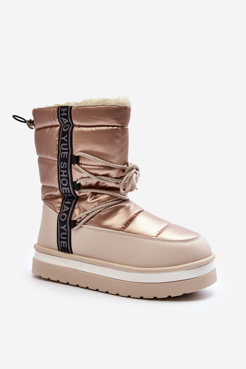Women's snow boots with lacing beige Lilara