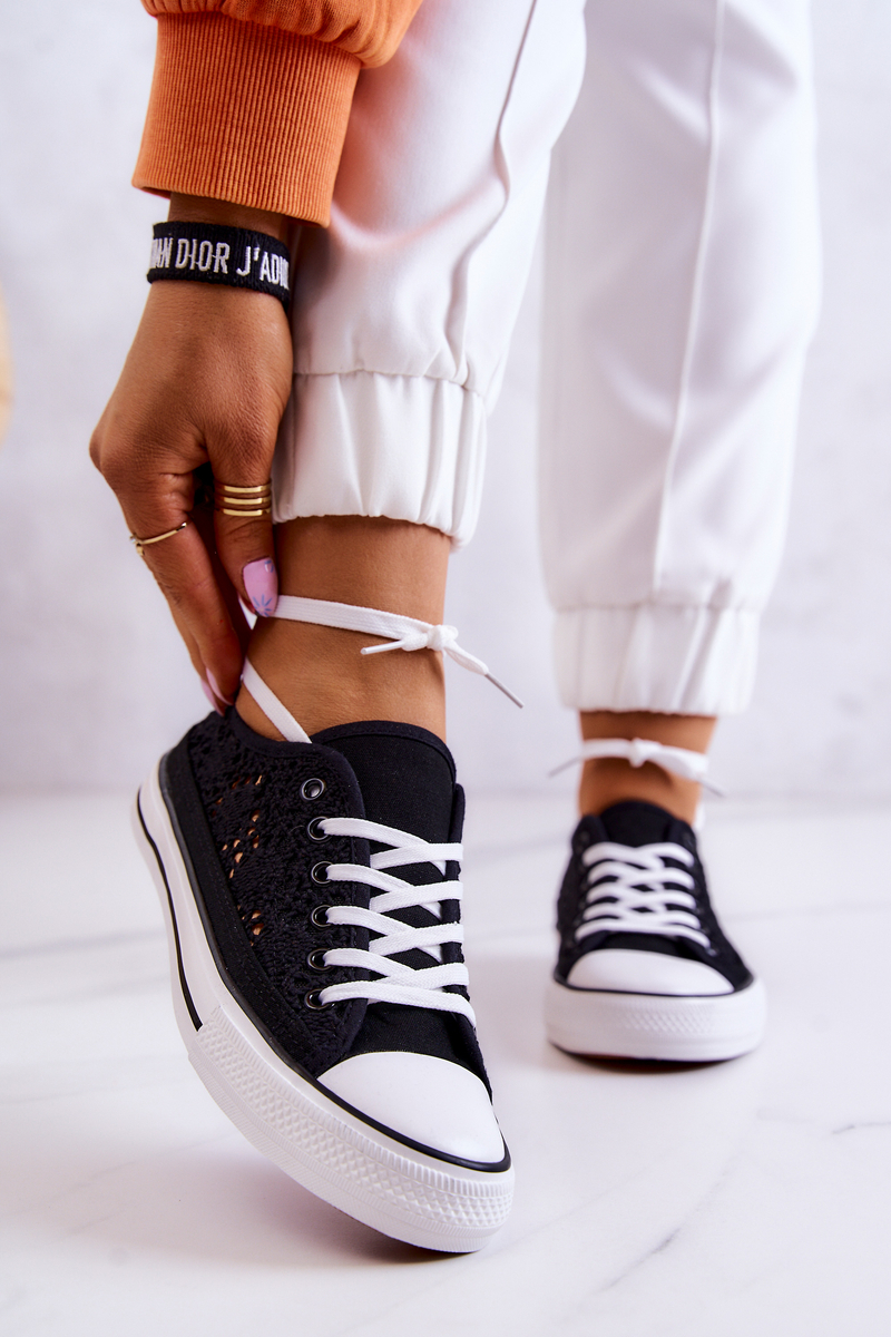 Γυναικεία Υφασμάτινα Sneakers με Openwork Black Venture