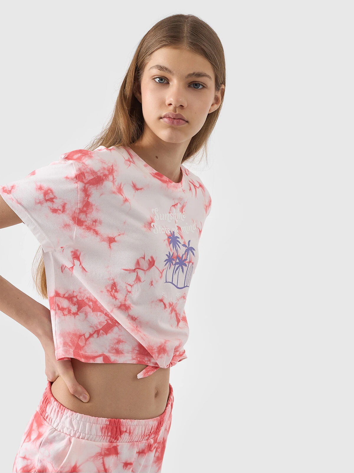 Girls' T-shirt with 4F print - multicolored