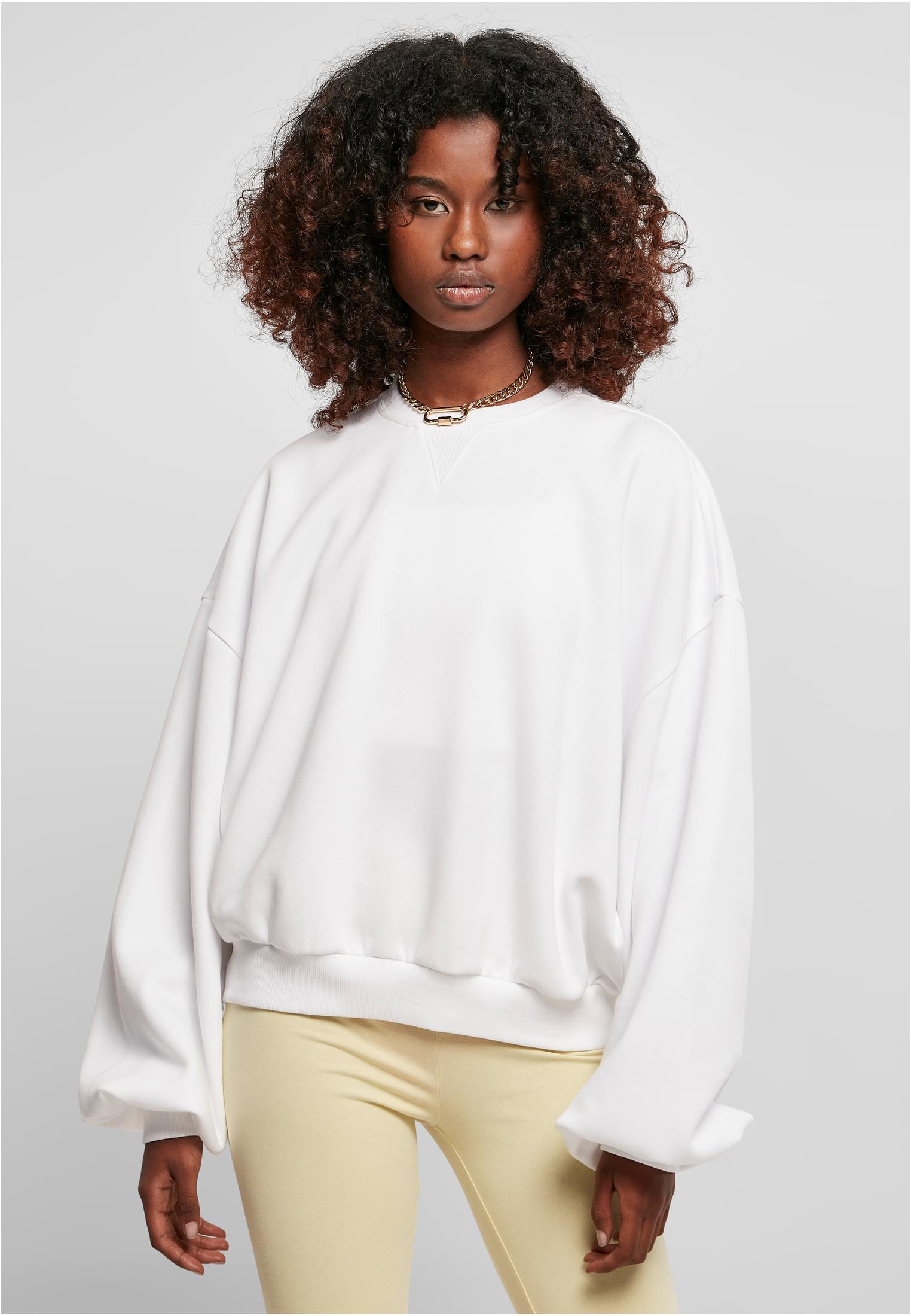 Women's Oversized Triangle Crew Neck White